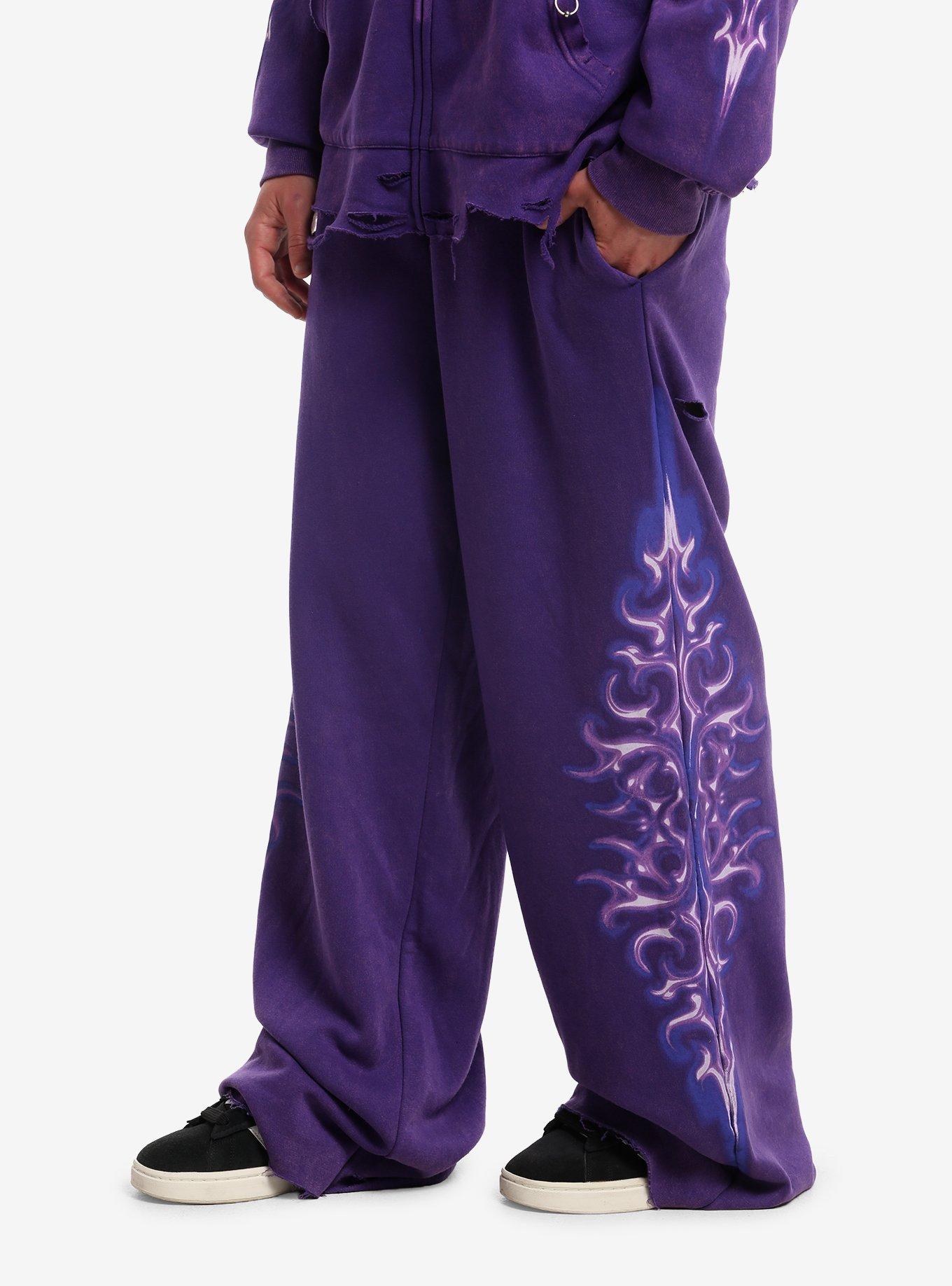 HOTTOPIC Purple Cyber Sigil Distressed Lounge Pants