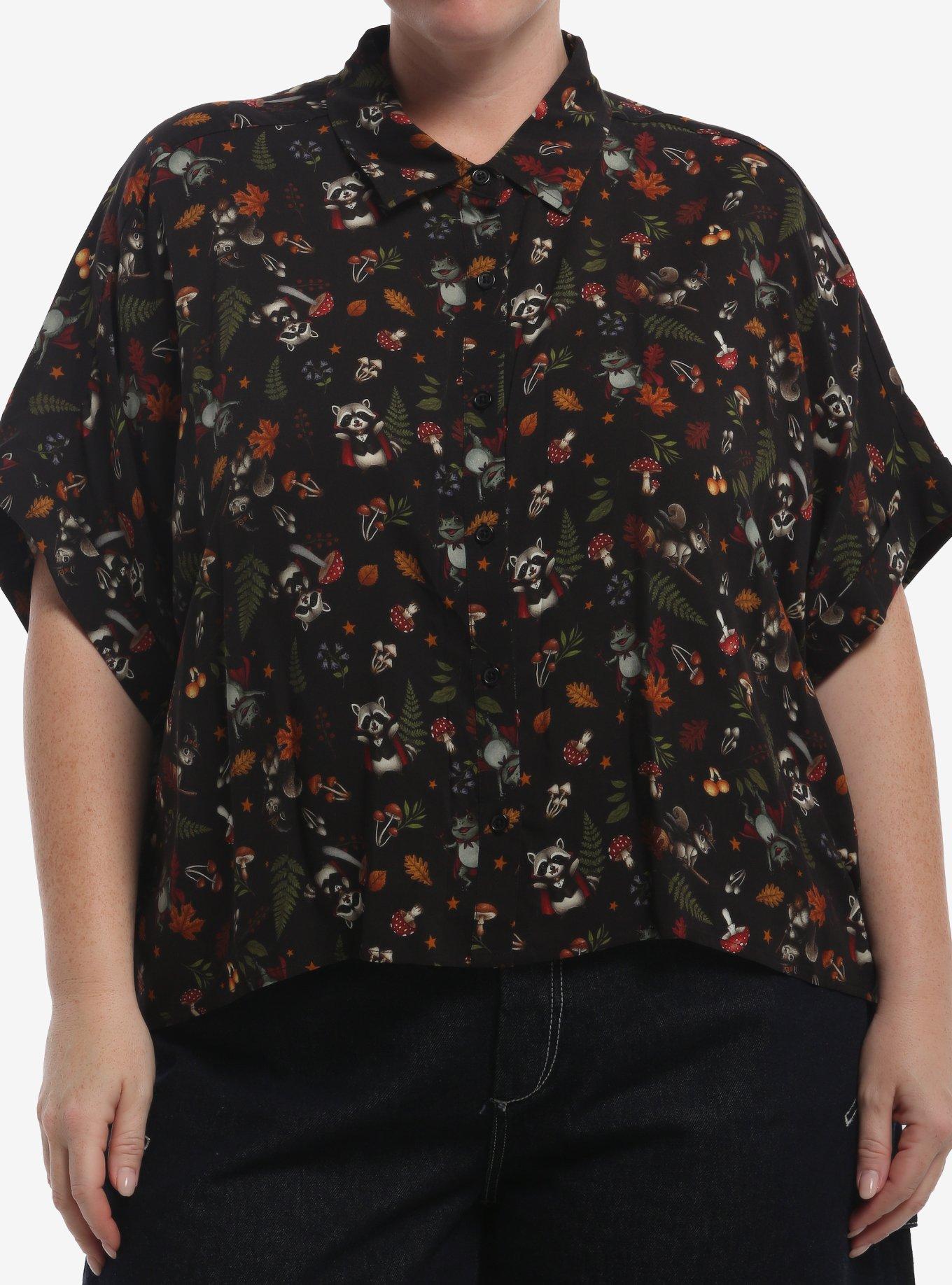 Thorn & Fable Halloween Critter Girls Woven Button-Up Plus Size