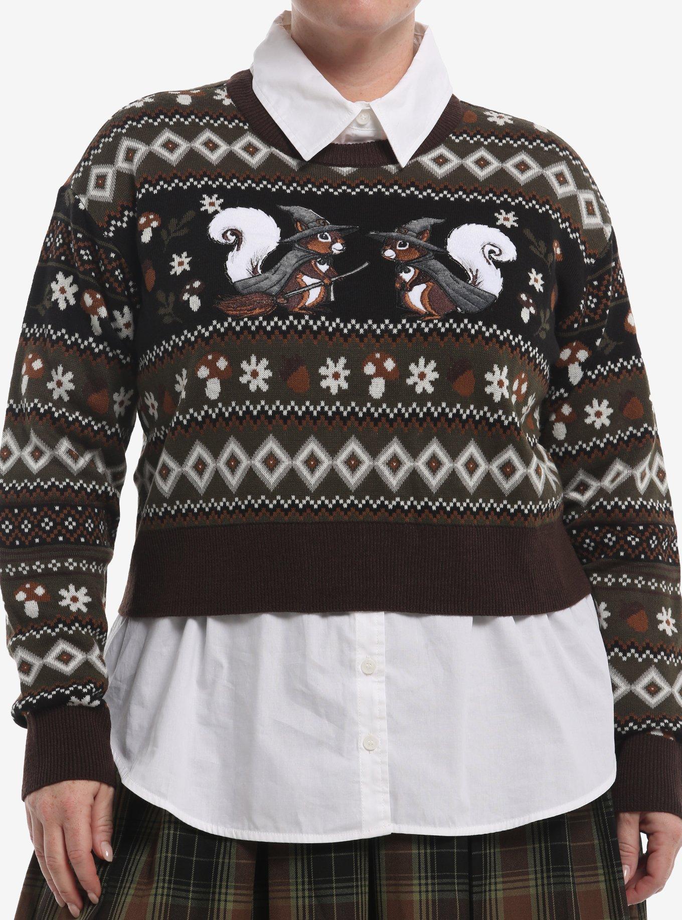 Thorn & Fable Witch Squirrel Girls Twofer Sweater Plus Size | Hot