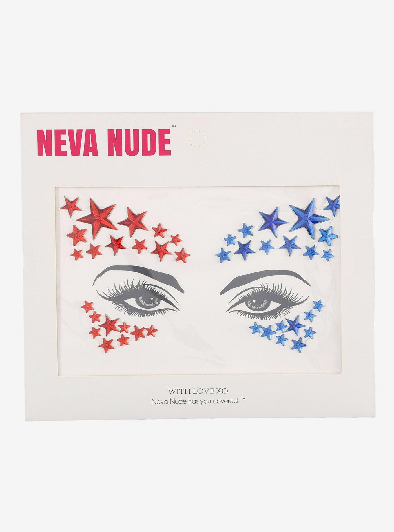 Neva Nude Red & Blue Star Gem Face Jewels, , hi-res