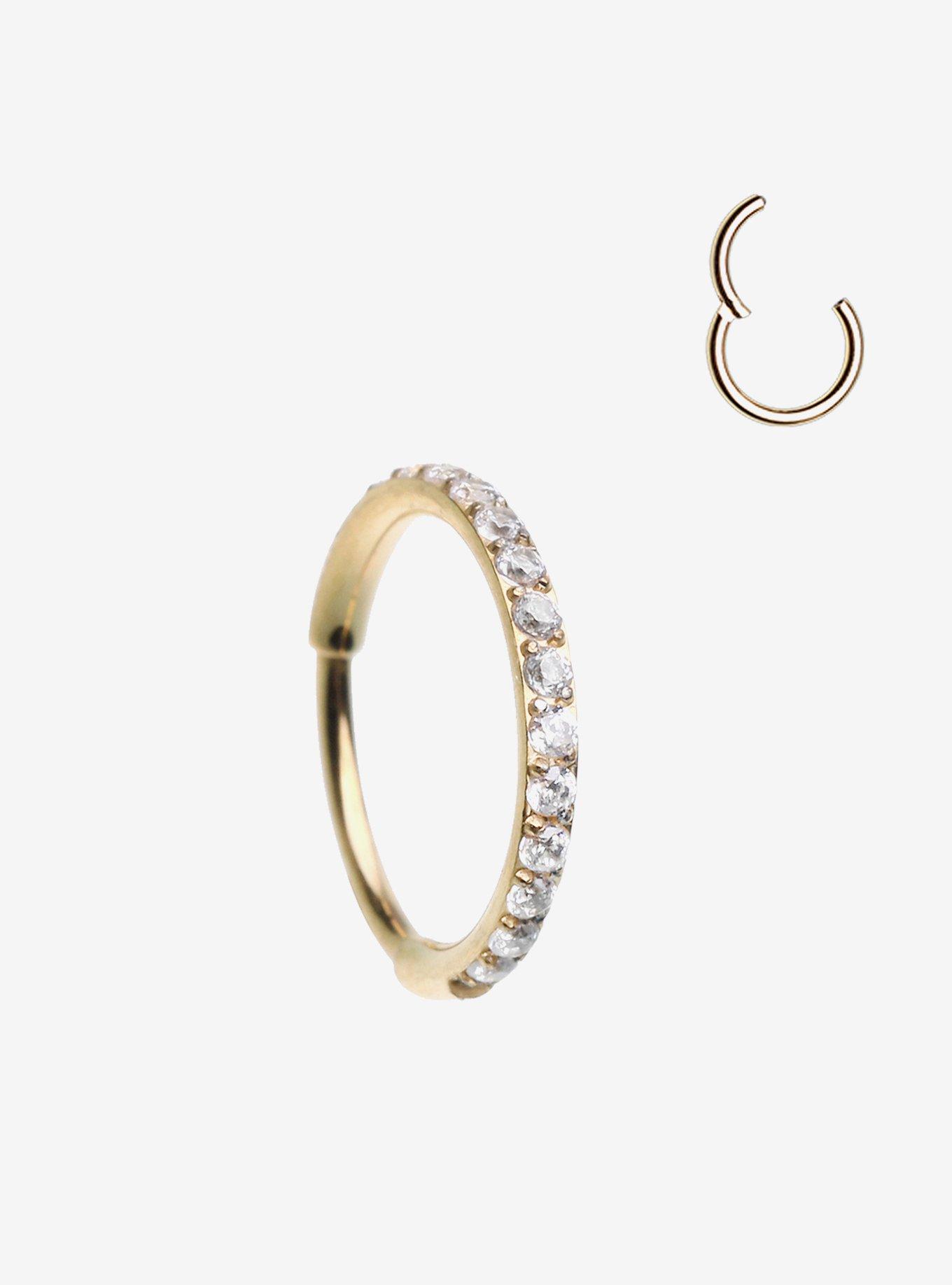 20G Titanium Gold Bling Hinged Clicker, , hi-res