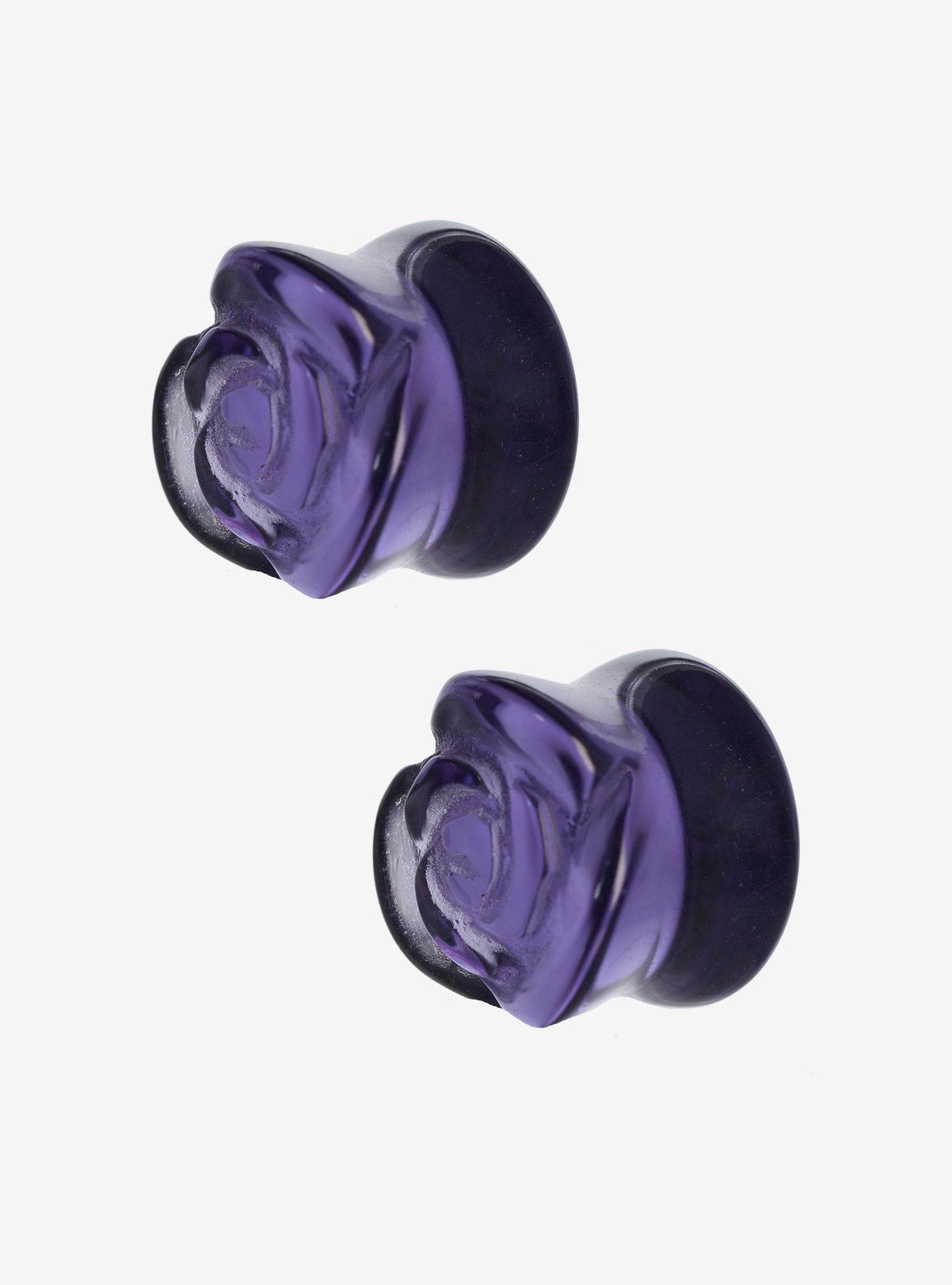 Glass Purple Rose Flare Plug 2 Pack, , hi-res