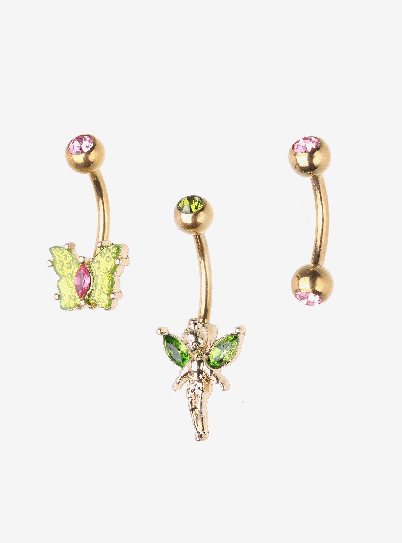 14G Steel Gold Fairy Navel Barbell 3 Pack, , hi-res