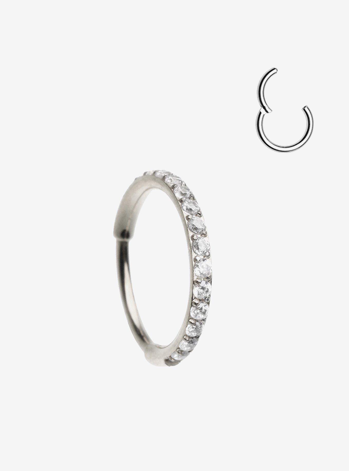 20G Steel Silver Bling Hinged Clicker, , hi-res