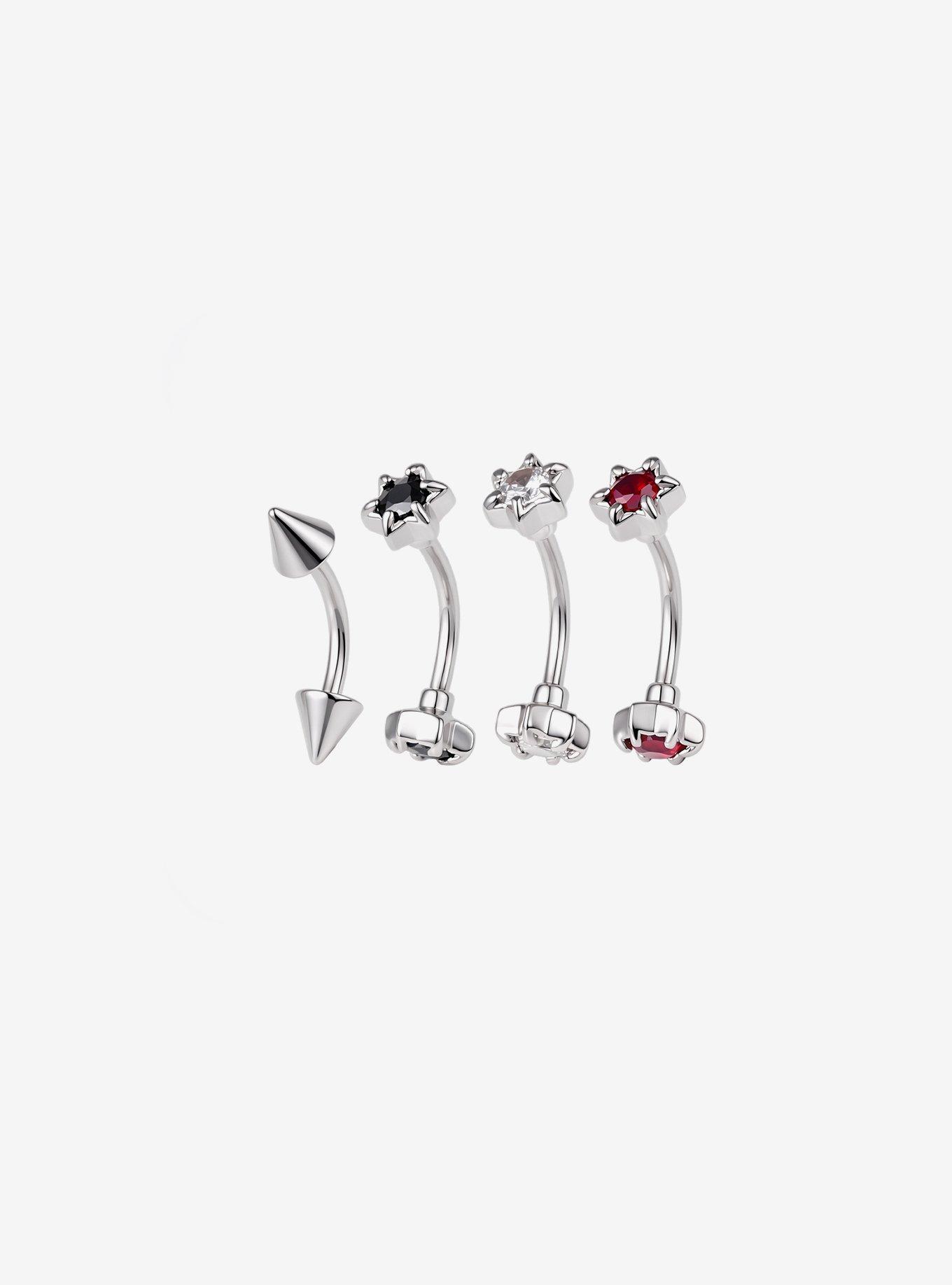 Steel Star Eyebrow Barbell 4 Pack, , hi-res