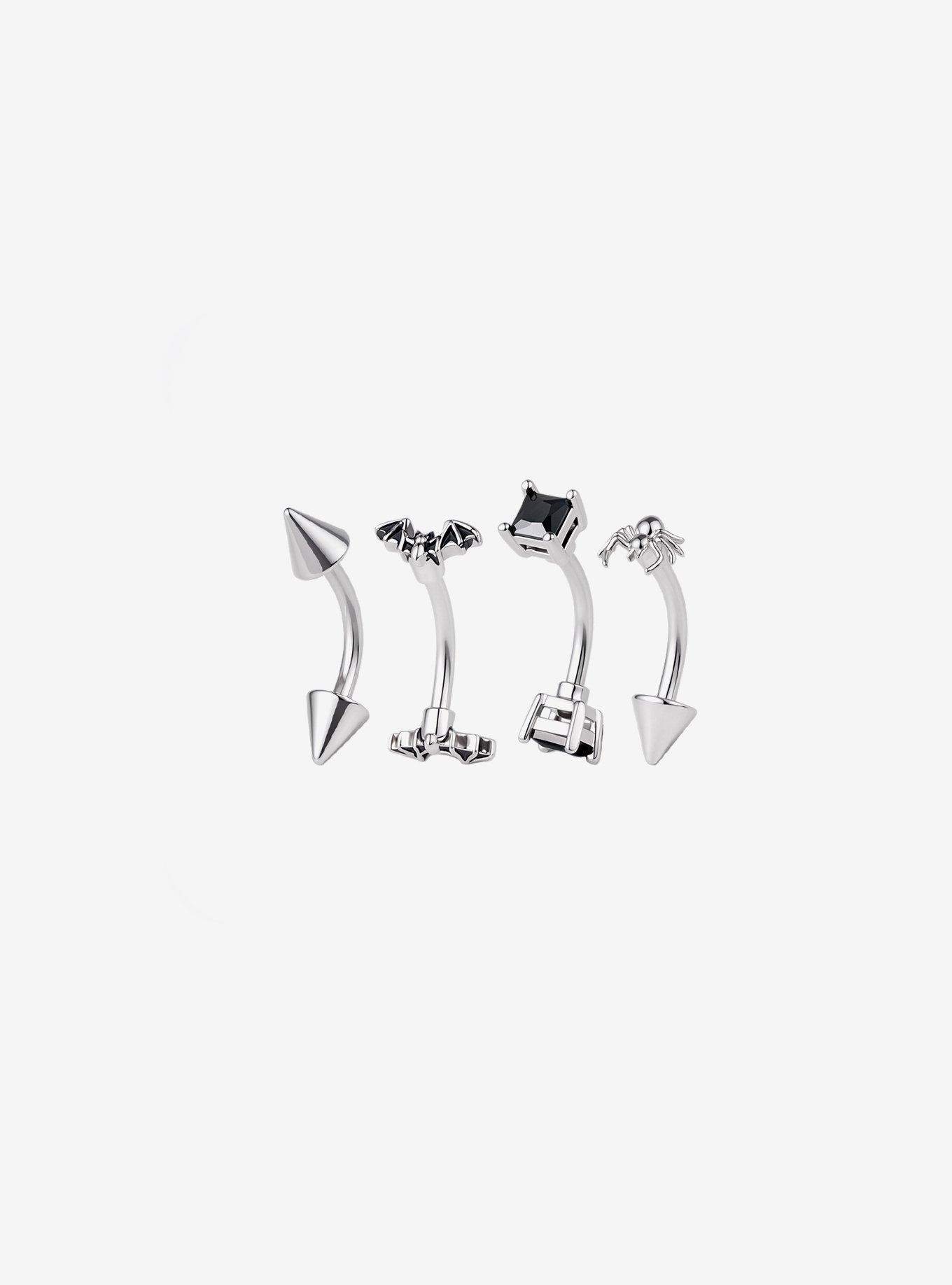 Steel Bat Spider Eyebrow Barbell 4 Pack, , hi-res