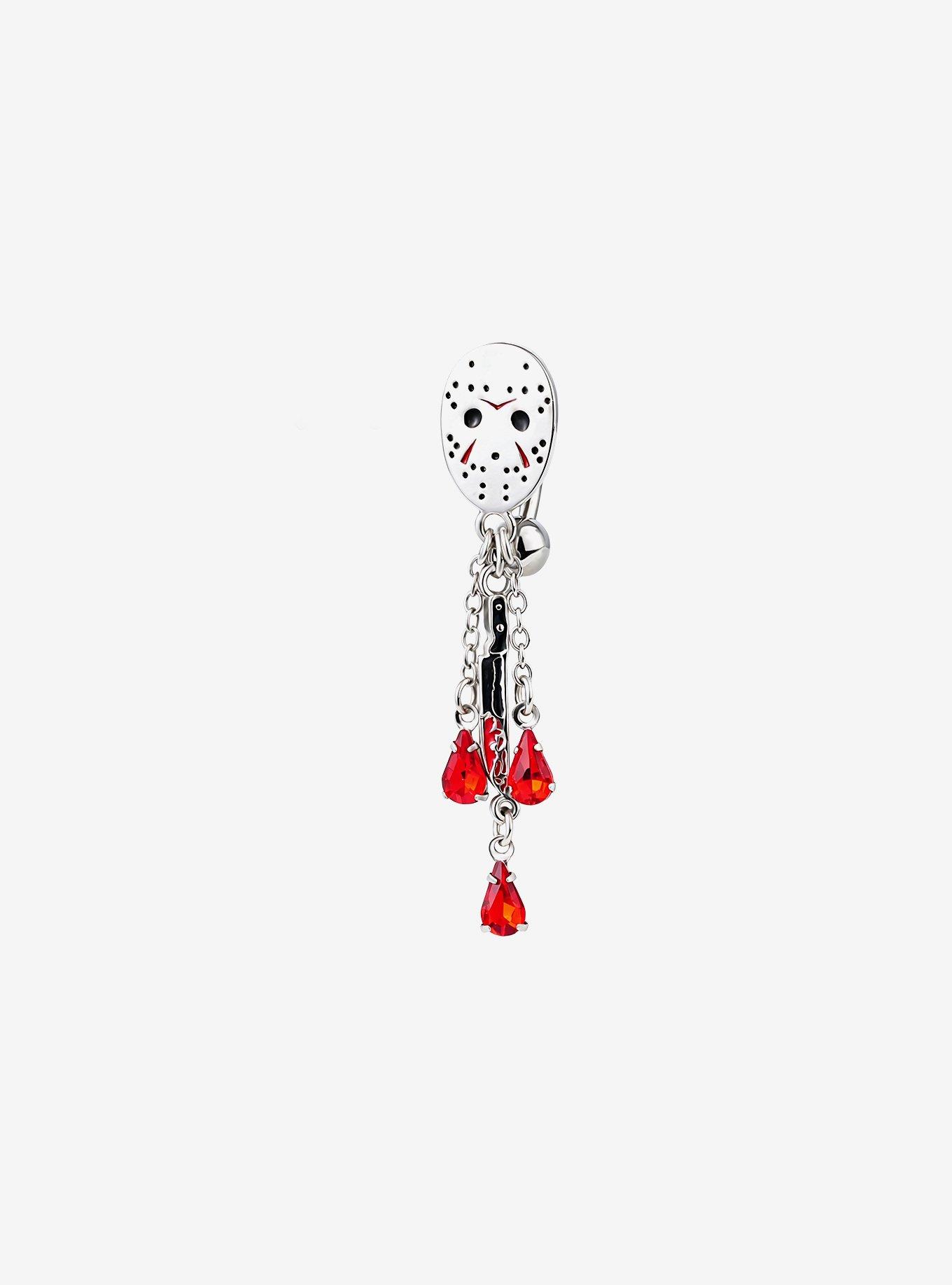 Steel Friday The 13th Jason's Mask Navel Hinged Clicker | Hot Topic