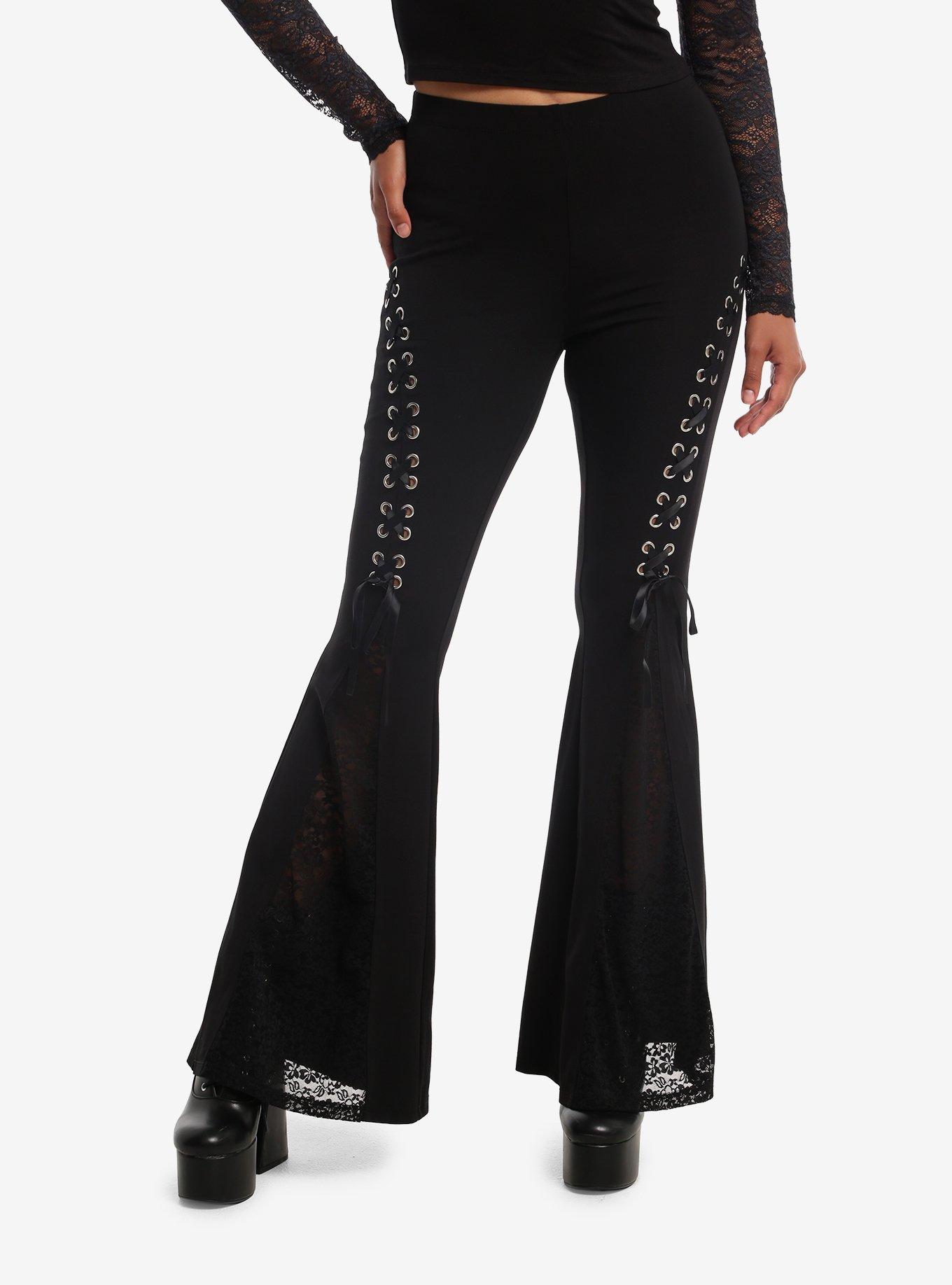 COSMICAURA Cosmic Aura Lace-Up Godet Flare Pants