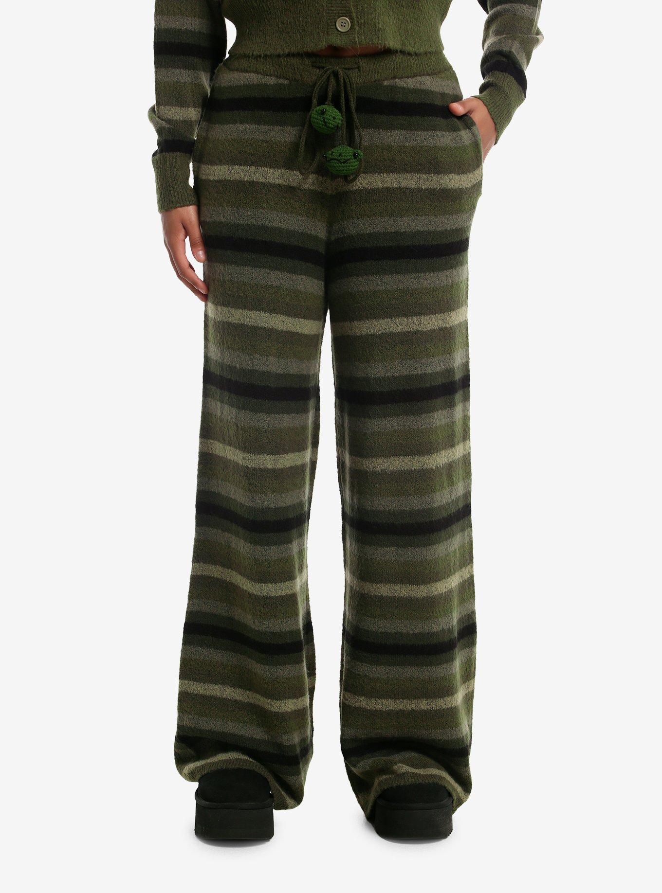 THORNANDFABLE Thorn & Fable Green Stripe Frog Girls Lounge Pants