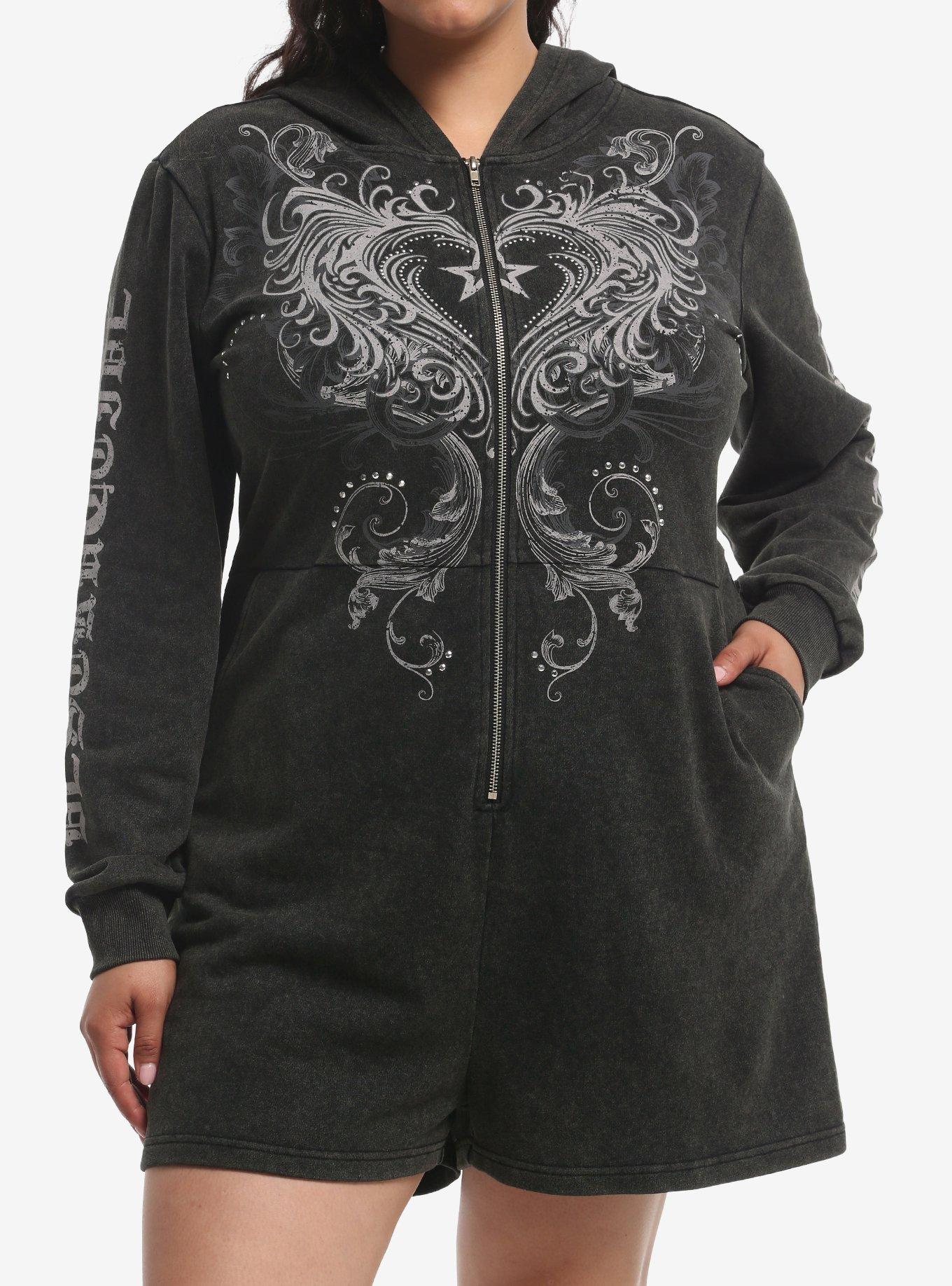 HOTTOPIC Destructive Heart Filigree Girls Hooded Romper Plus Size
