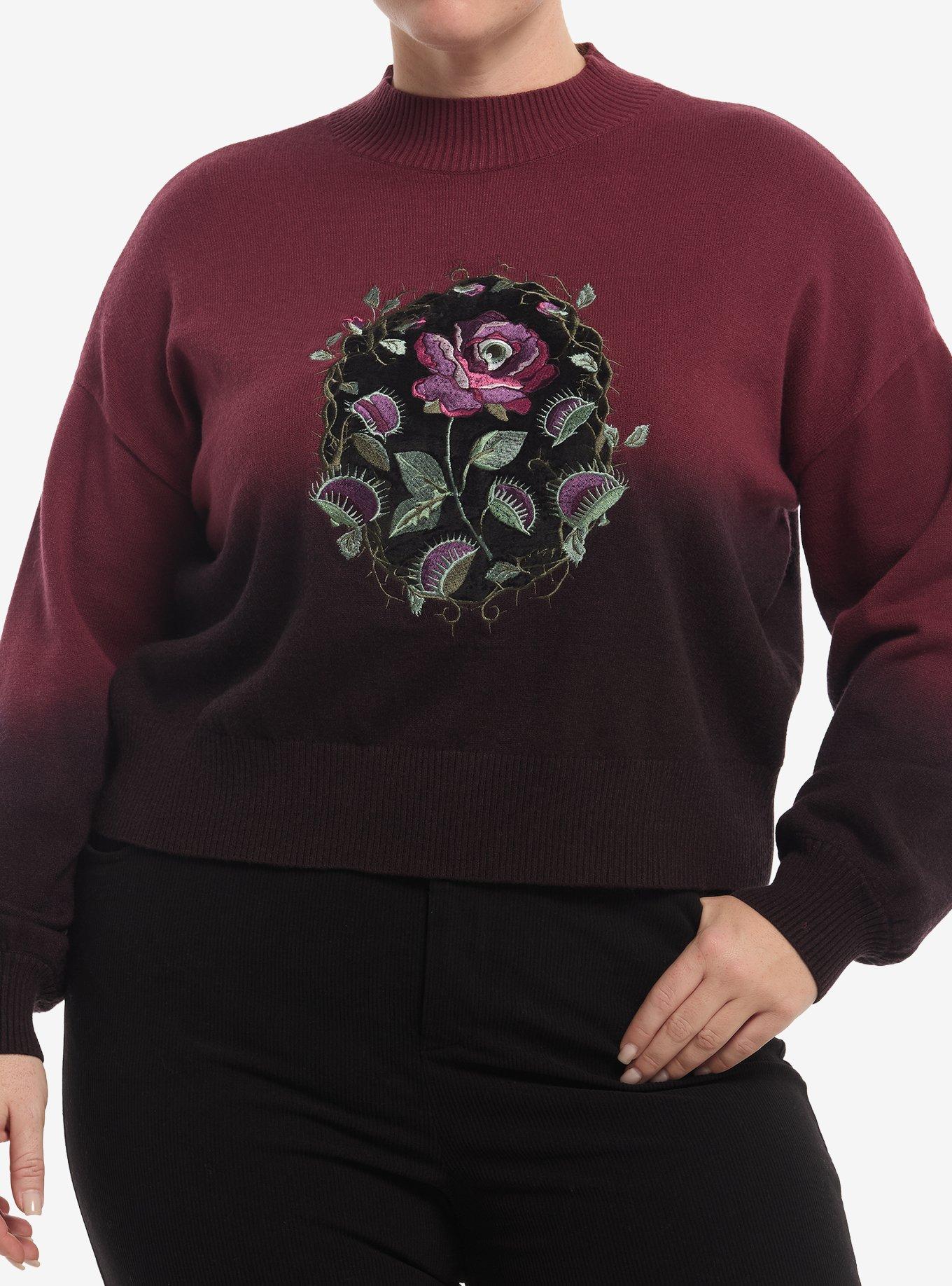 COSMICAURA Cosmic Aura Floral Ombré Girls Sweater Plus Size