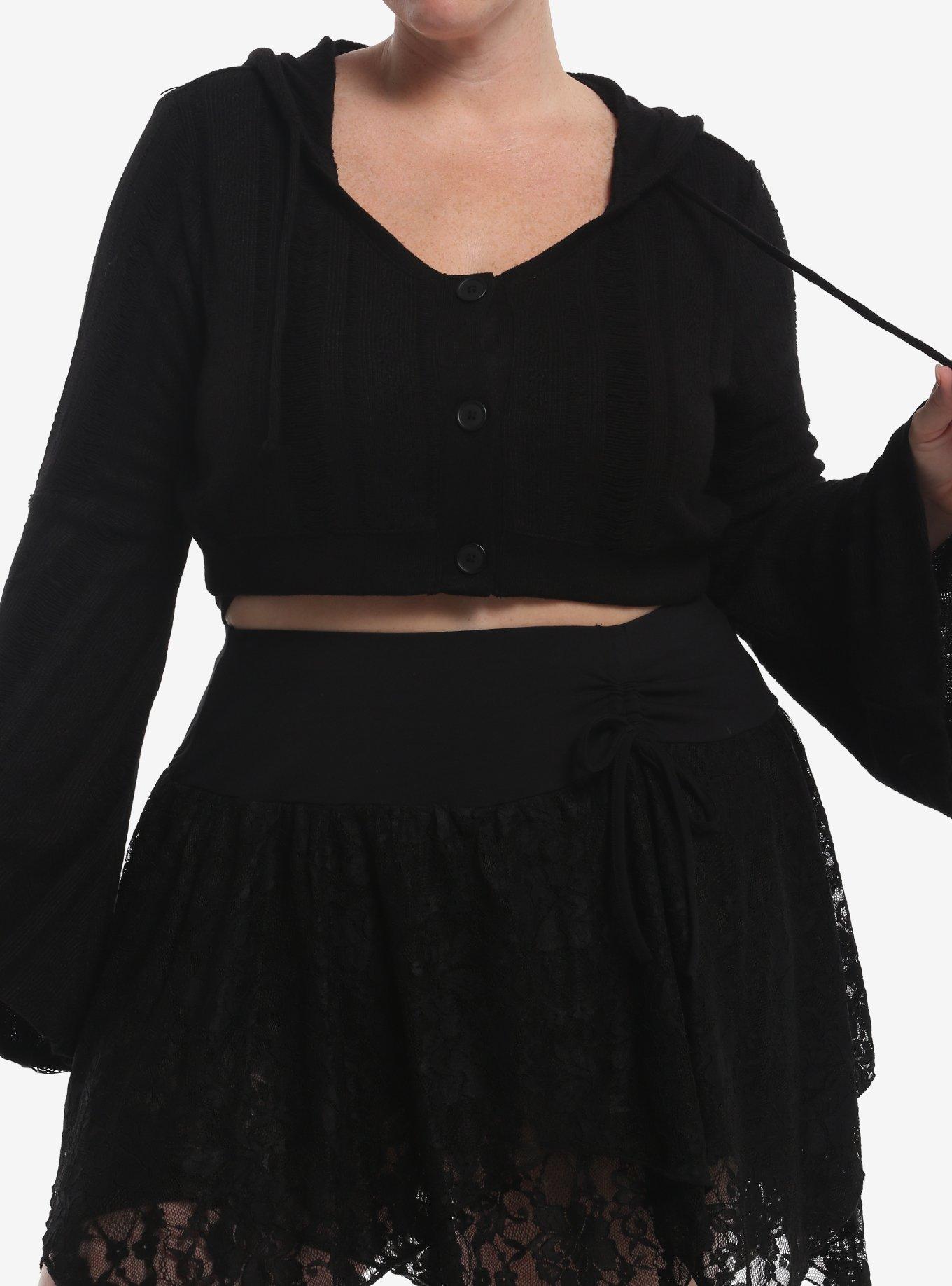 COSMICAURA Cosmic Aura Bell Sleeve Hooded Girls Knit Shrug Plus Size