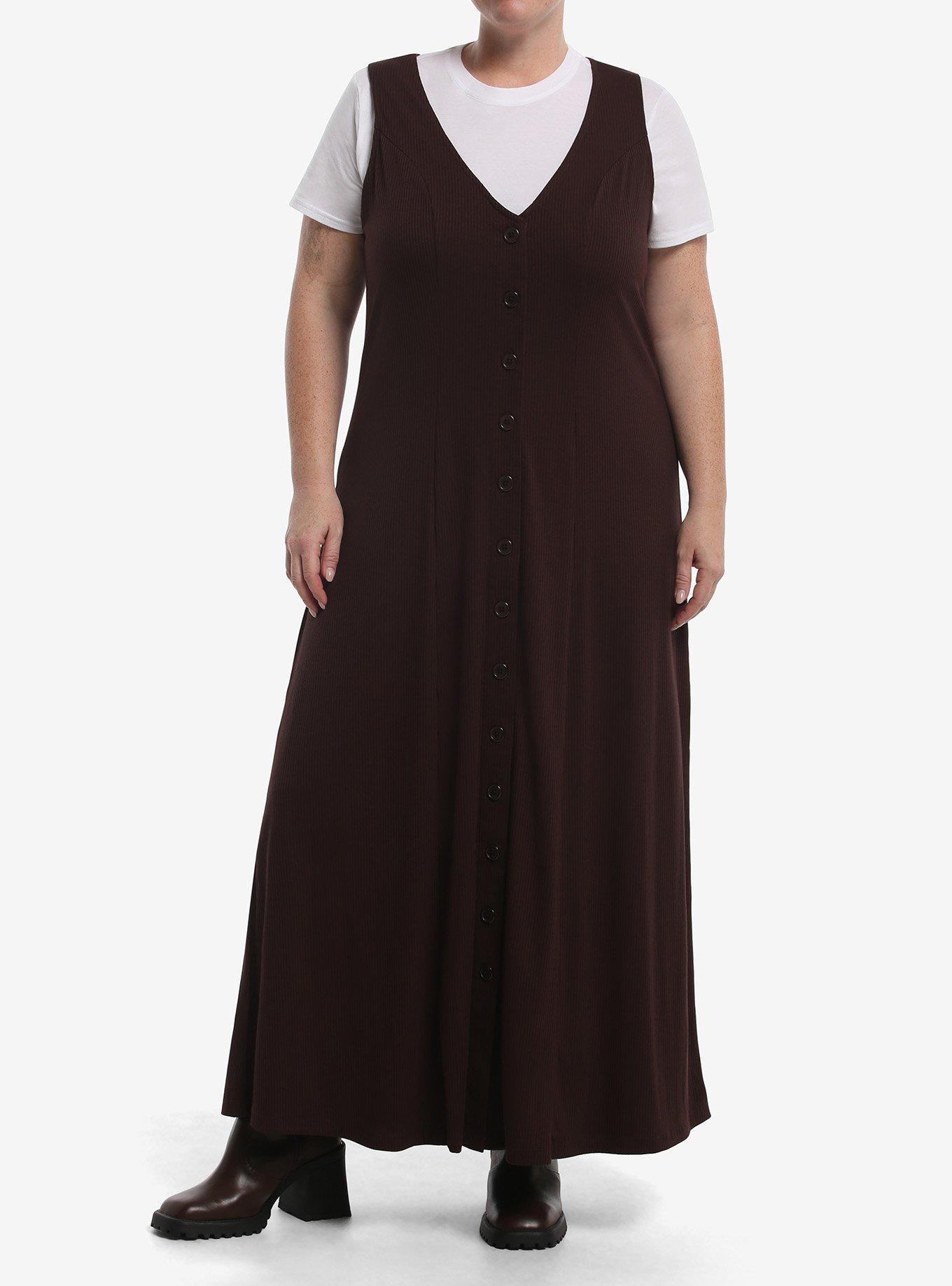 Thorn & Fable Burgundy & White Twofer Midaxi Dress Plus Size