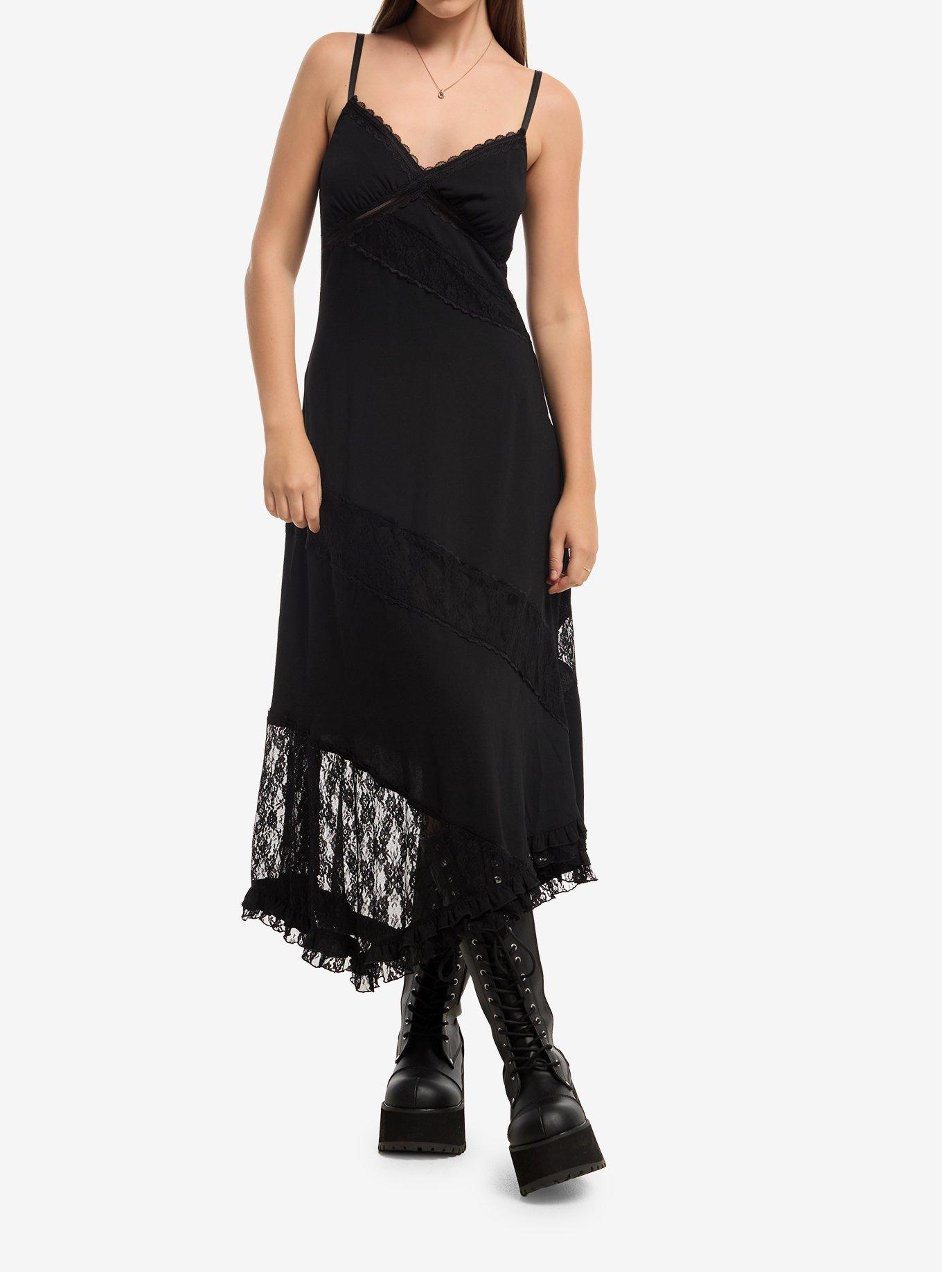 Social Collision Asymmetrical Lace Panel Midaxi Dress