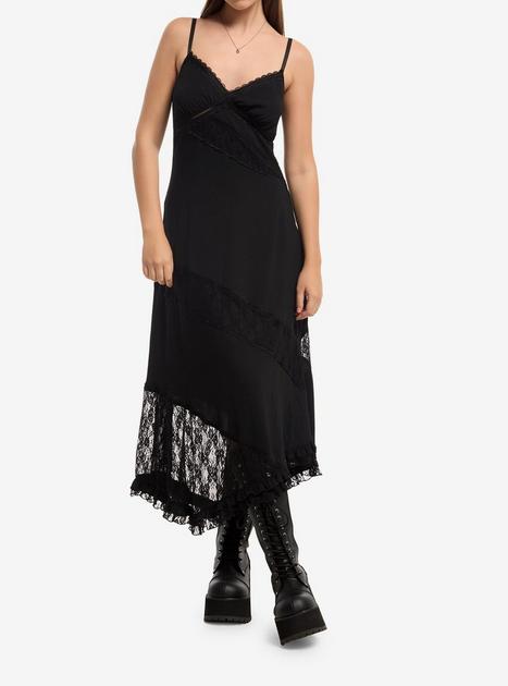 Social Collision Asymmetrical Lace Panel Midaxi Dress | Hot Topic