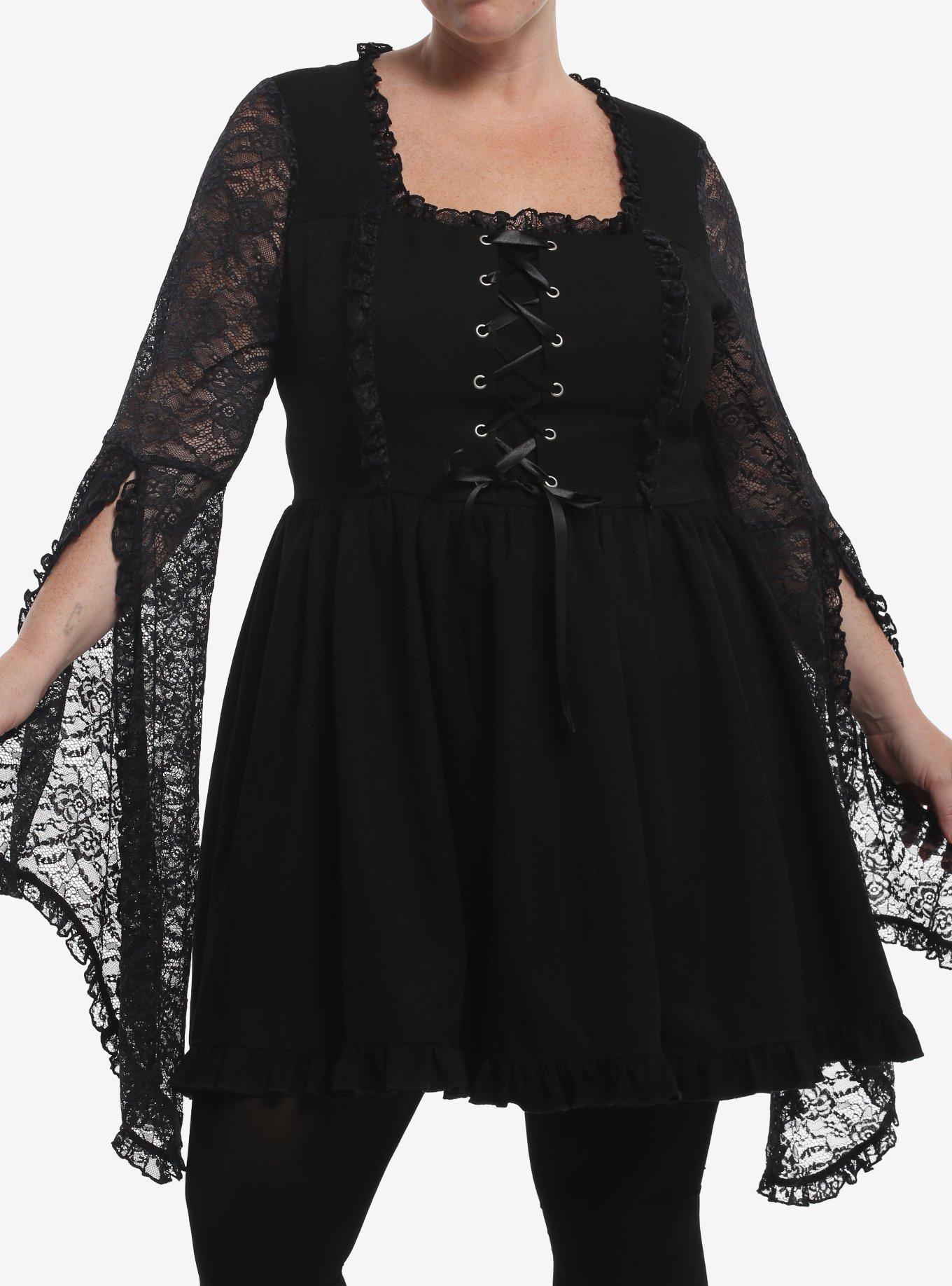 Cosmic Aura Corset Lace Bell Sleeve Dress Plus Size | Hot Topic