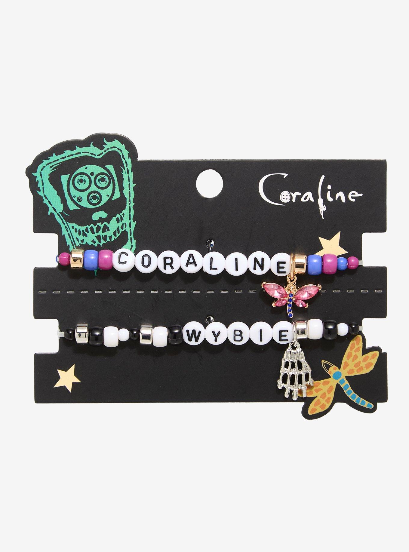 Coraline Wybie & Coraline Beaded Friendship Bracelet Set - BoxLunch Exclusive, , hi-res