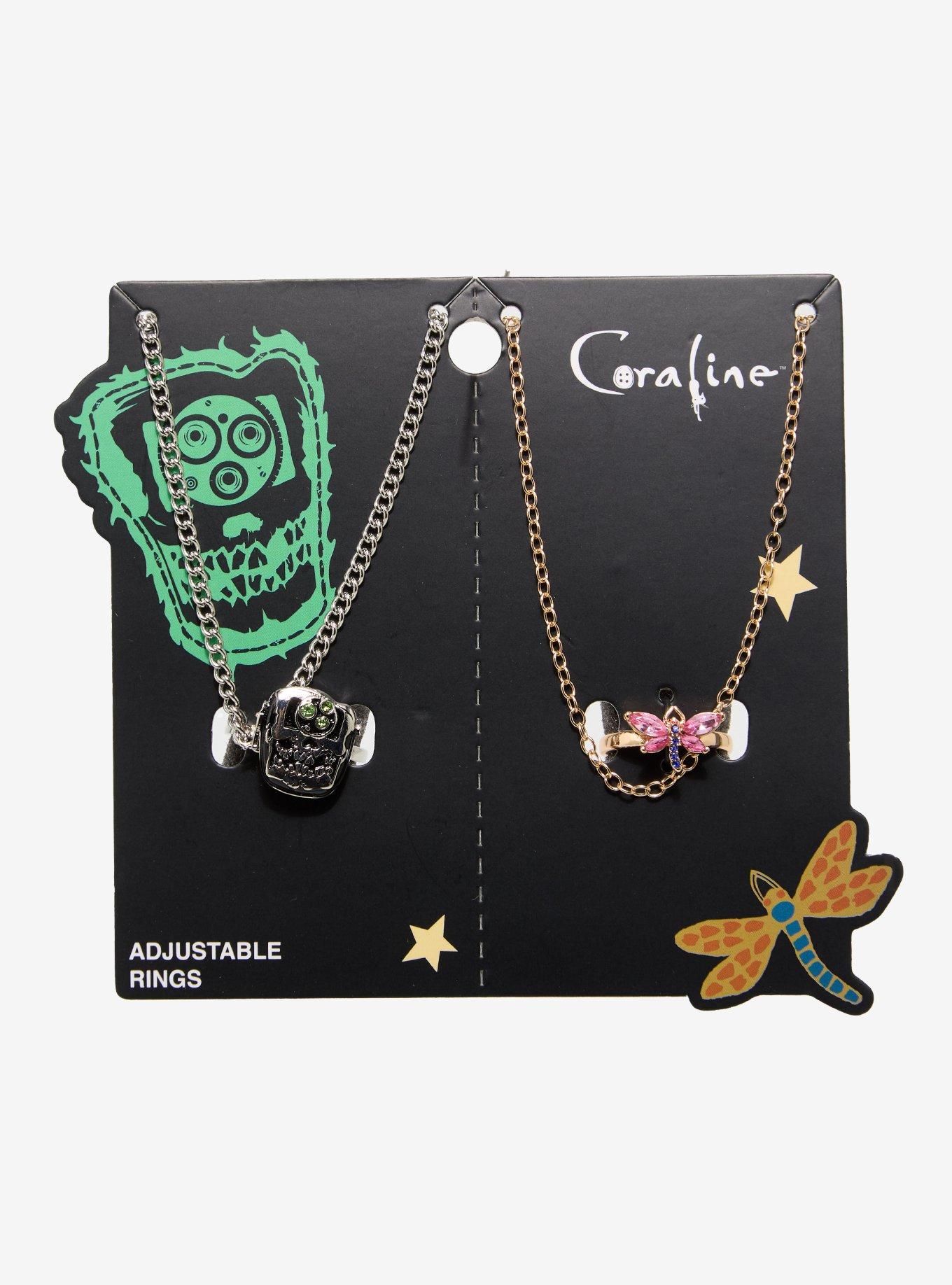 Coraline Wybie & Coraline Adjustable Ring Necklace Set - BoxLunch Exclusive, , hi-res