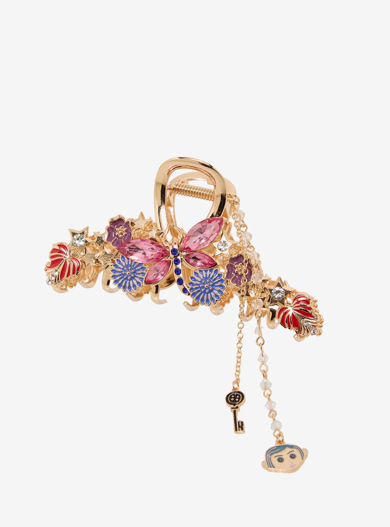 Coraline Dragonfly Claw Clip with Dangling Charm - BoxLunch Exclusive, , hi-res