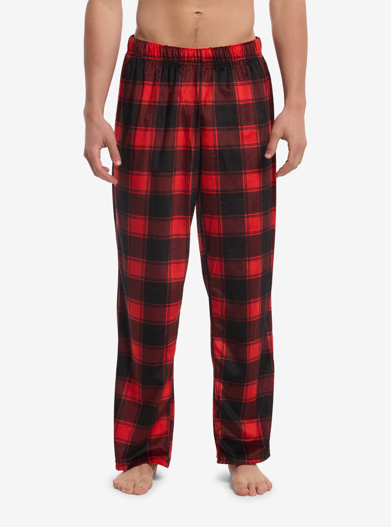Black & Red Plaid Pajama Pants, , hi-res