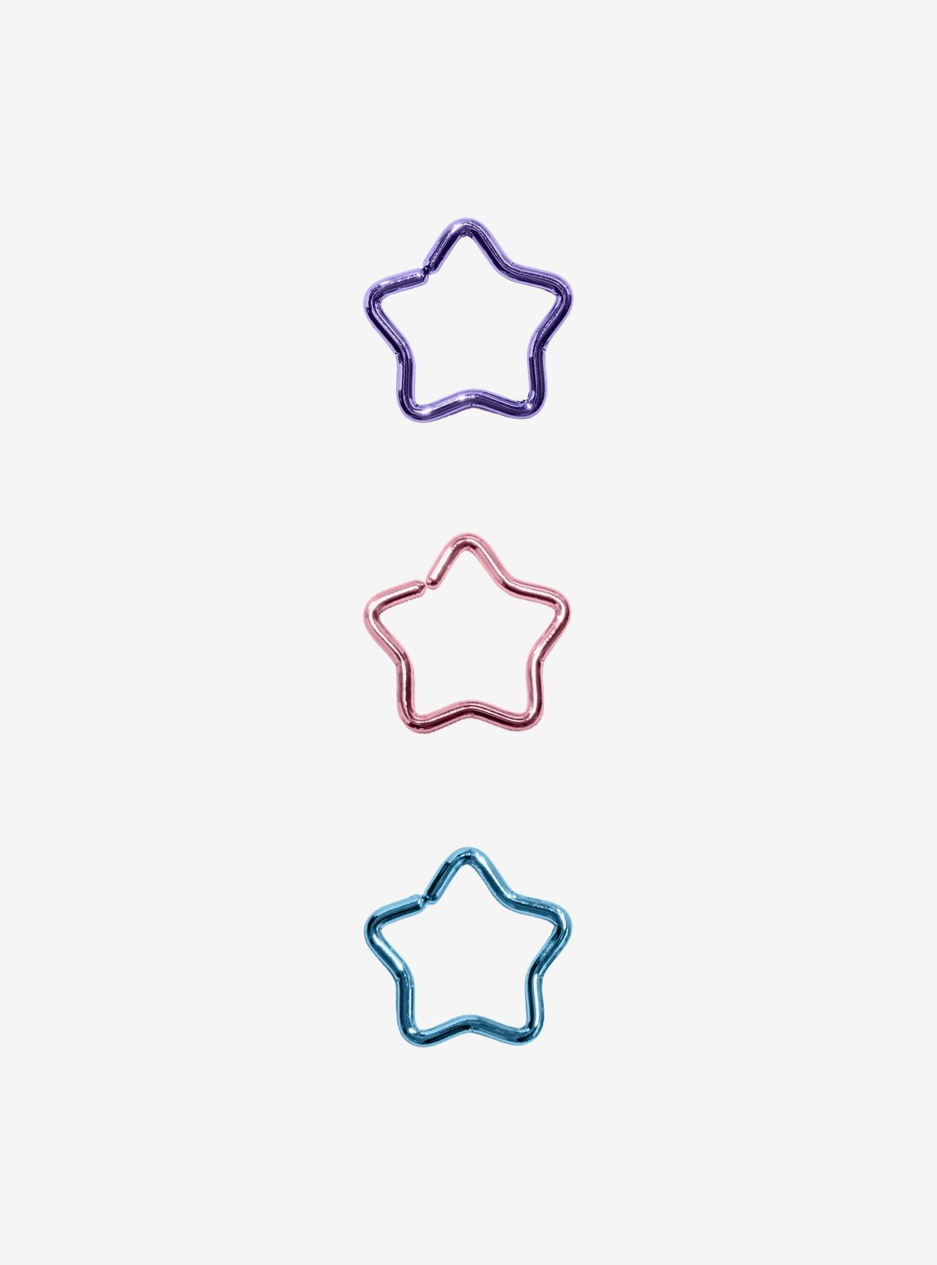 Steel Pastel Star Septum Hoops 3 Pack, , hi-res