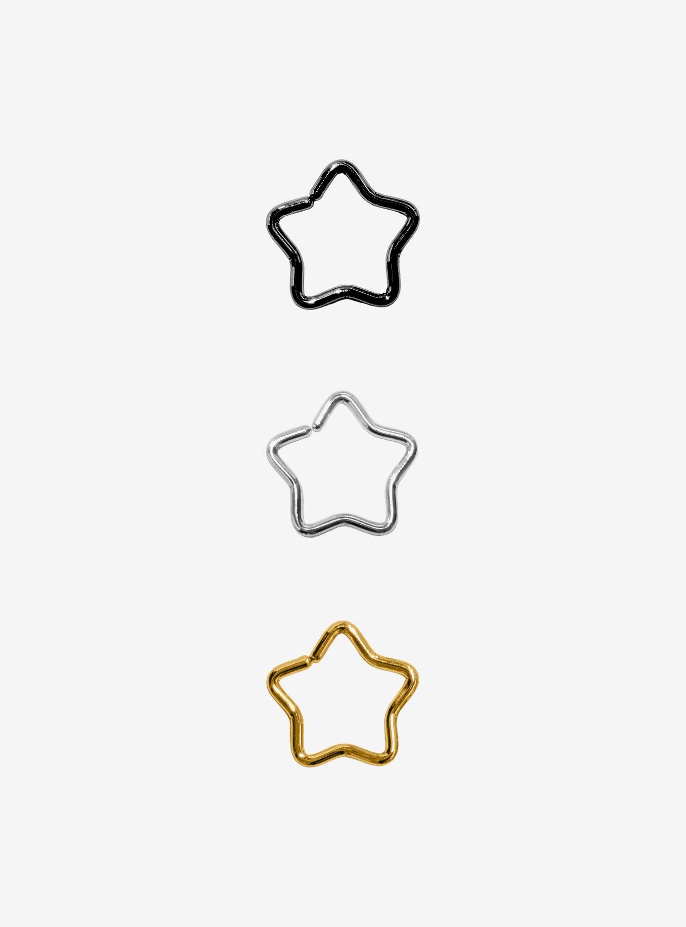 Steel Basic Metals Star Septum Hoops 3 Pack, , hi-res