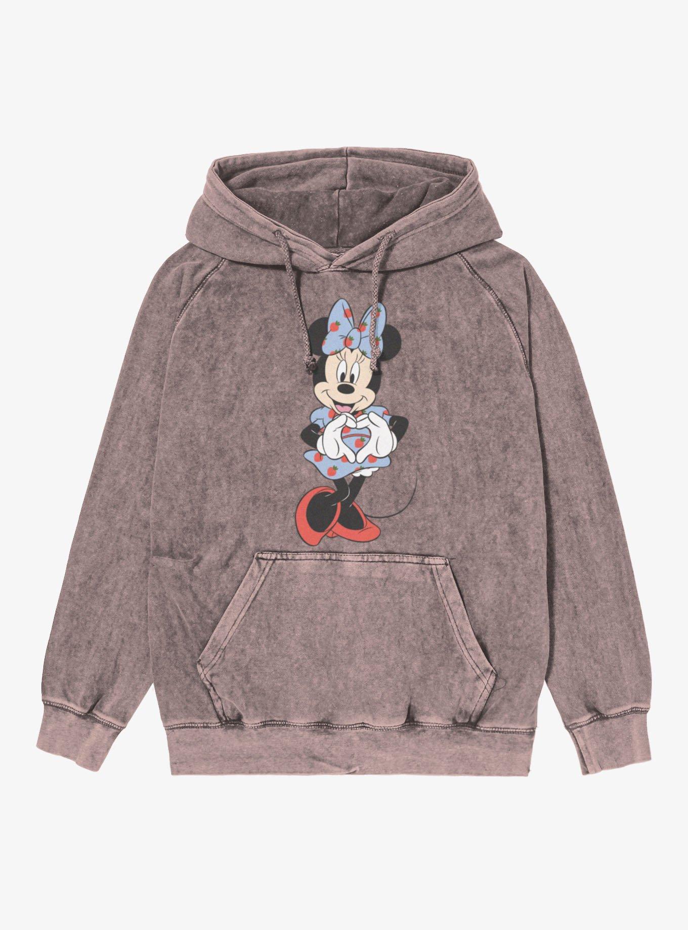 Disney Minnie Mouse Hand Heart Strawberry Dress Mineral Wash Hoodie
