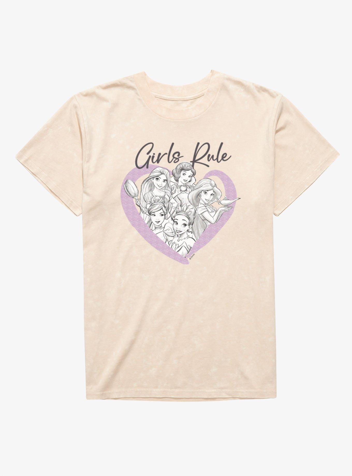 Disney Princesses Girls Rule Heart Group Mineral Wash T-Shirt, , hi-res