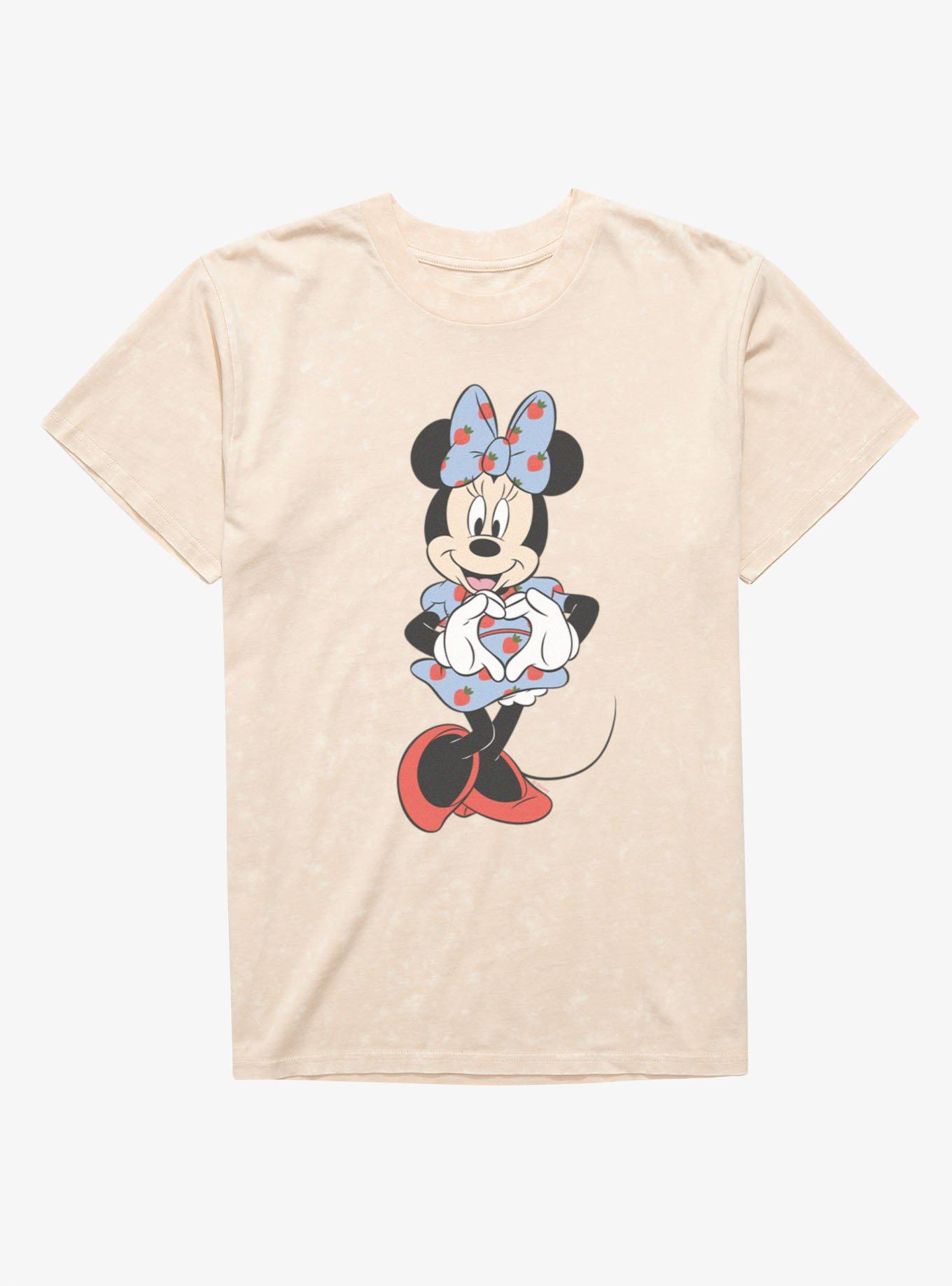 Disney Minnie Mouse Hand Heart Strawberry Dress Mineral Wash T-Shirt