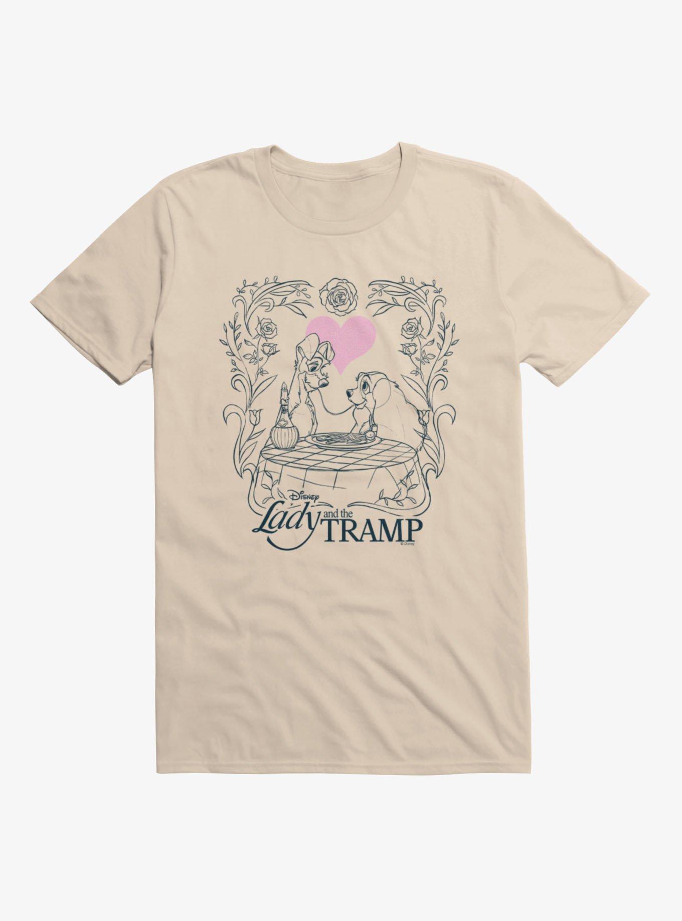 Disney Lady And The Tramp Love Spaghetti Line Art T-Shirt, , hi-res