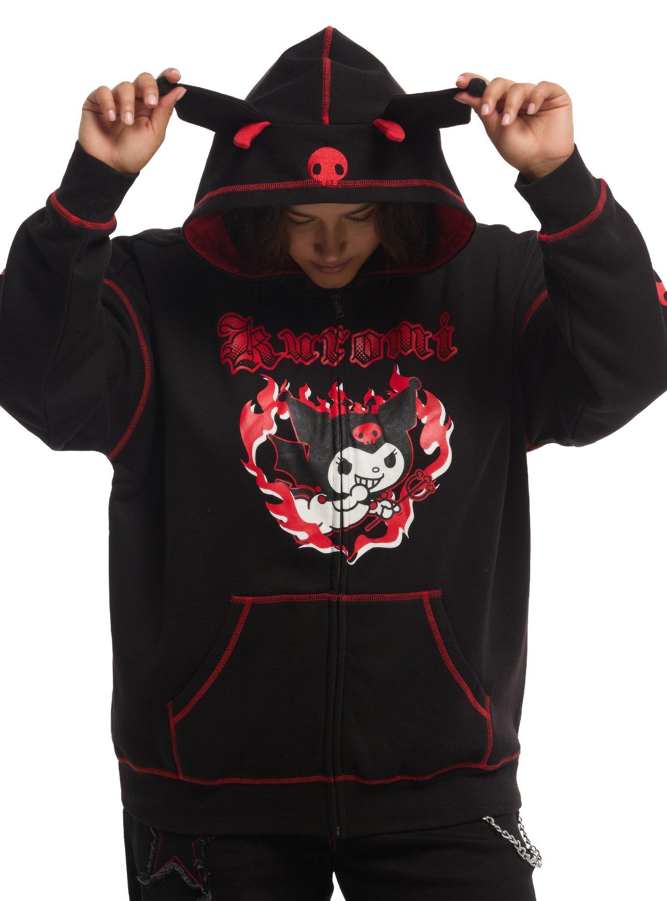 Kuromi Red Flame Figural Ears Girls Hoodie Plus Size | Hot Topic