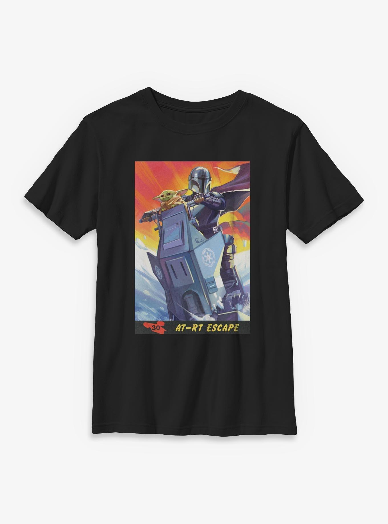 Star Wars: The Mandalorian And Grogu AT RT Escape The Mandalorian & Grogu Card Style Youth T-Shirt, , hi-res