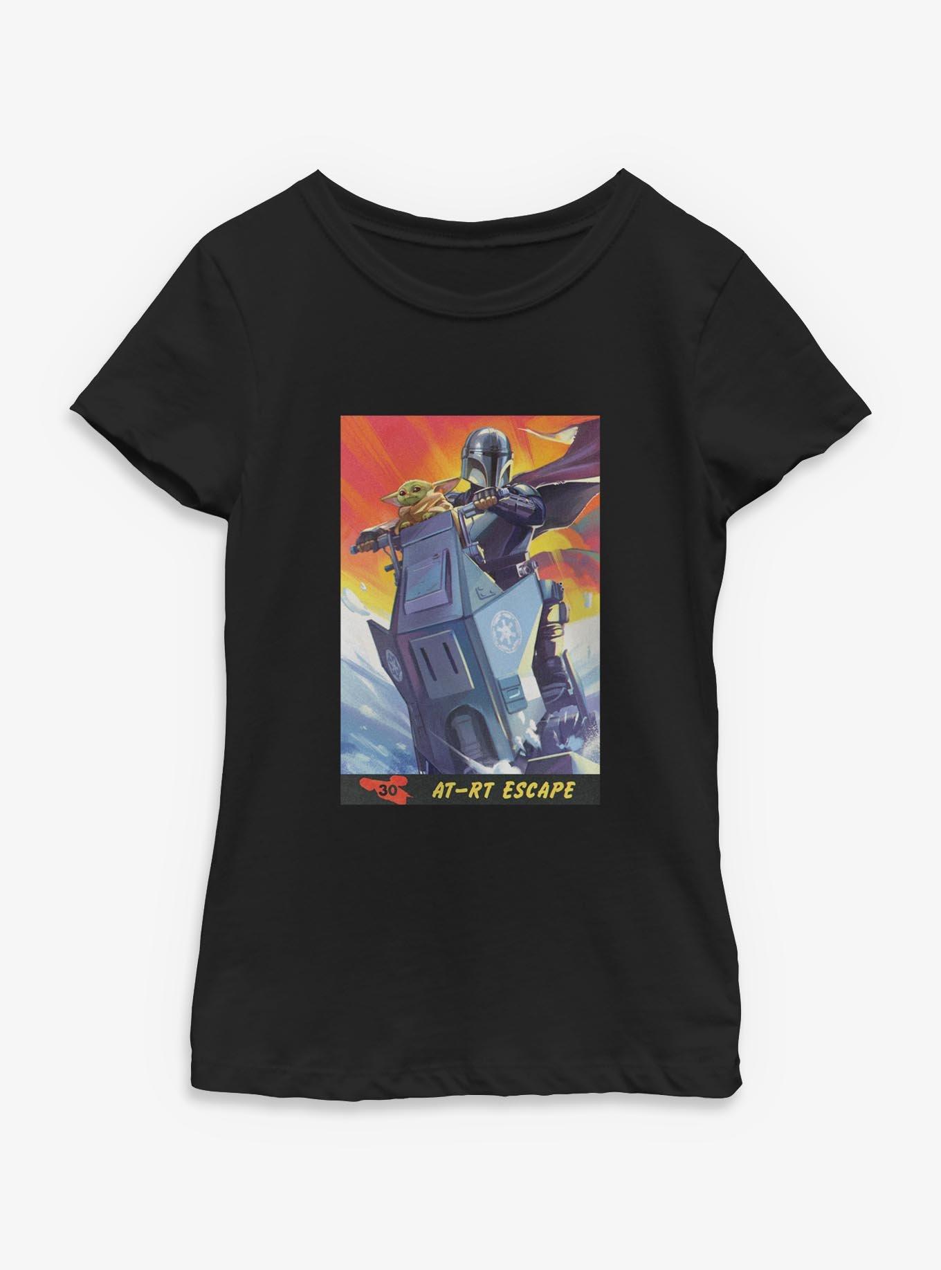 Star Wars: The Mandalorian And Grogu AT RT Escape The Mandalorian & Grogu Card Style Youth Girls T-Shirt, , hi-res