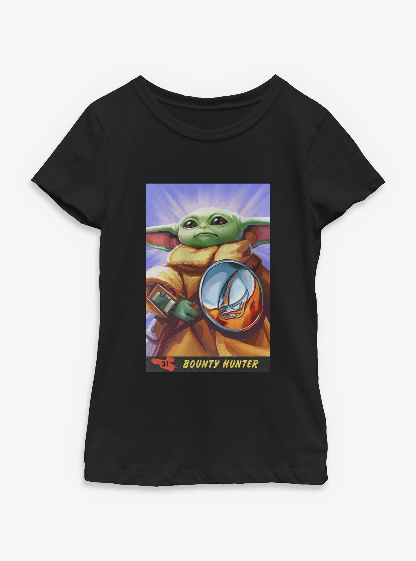 Star Wars: The Mandalorian And Grogu Bounty Hunter Grogu Card Style Youth Girls T-Shirt, , hi-res