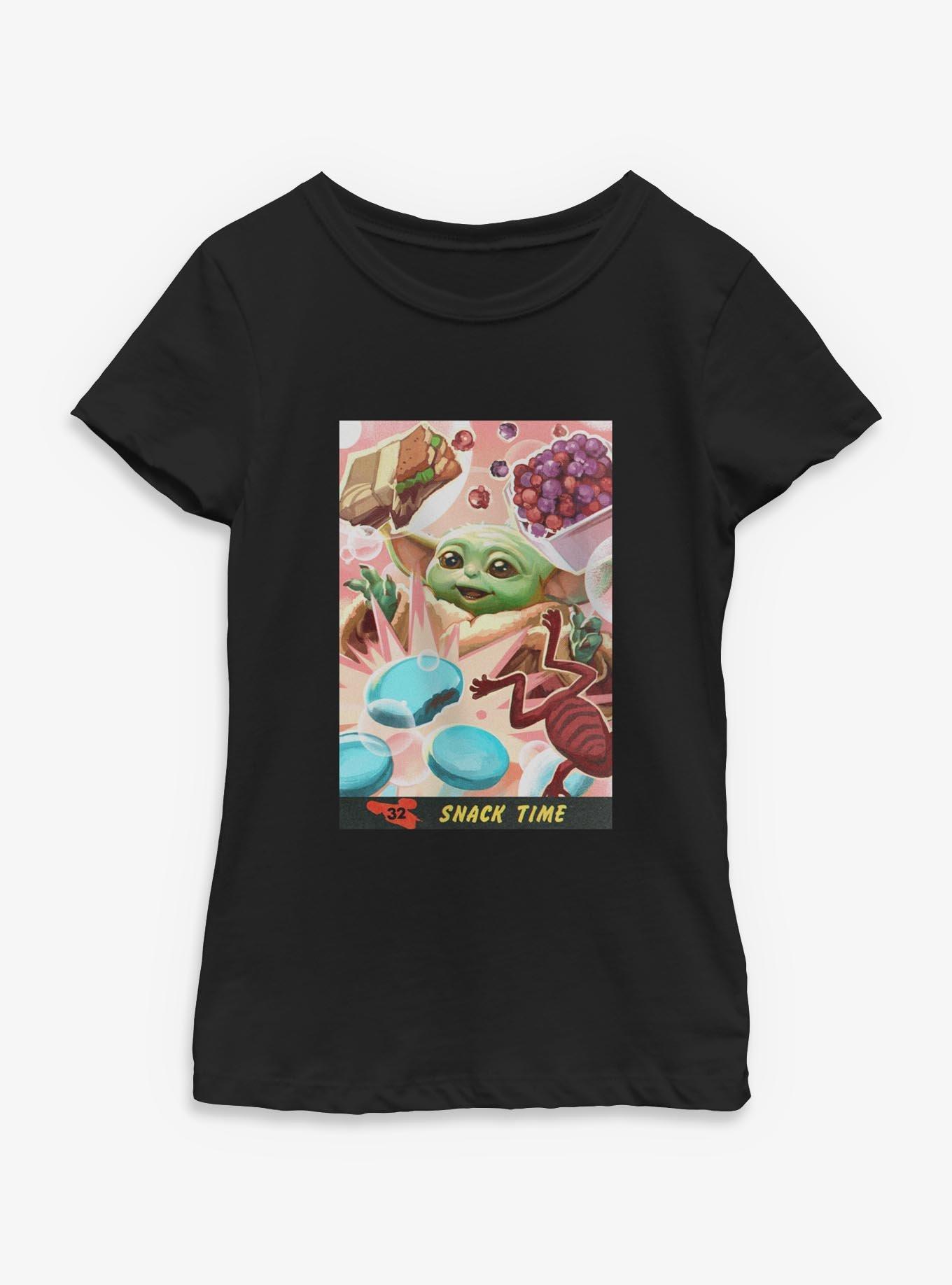 Star Wars: The Mandalorian And Grogu Snack Time Grogu Card Style Youth Girls T-Shirt, , hi-res