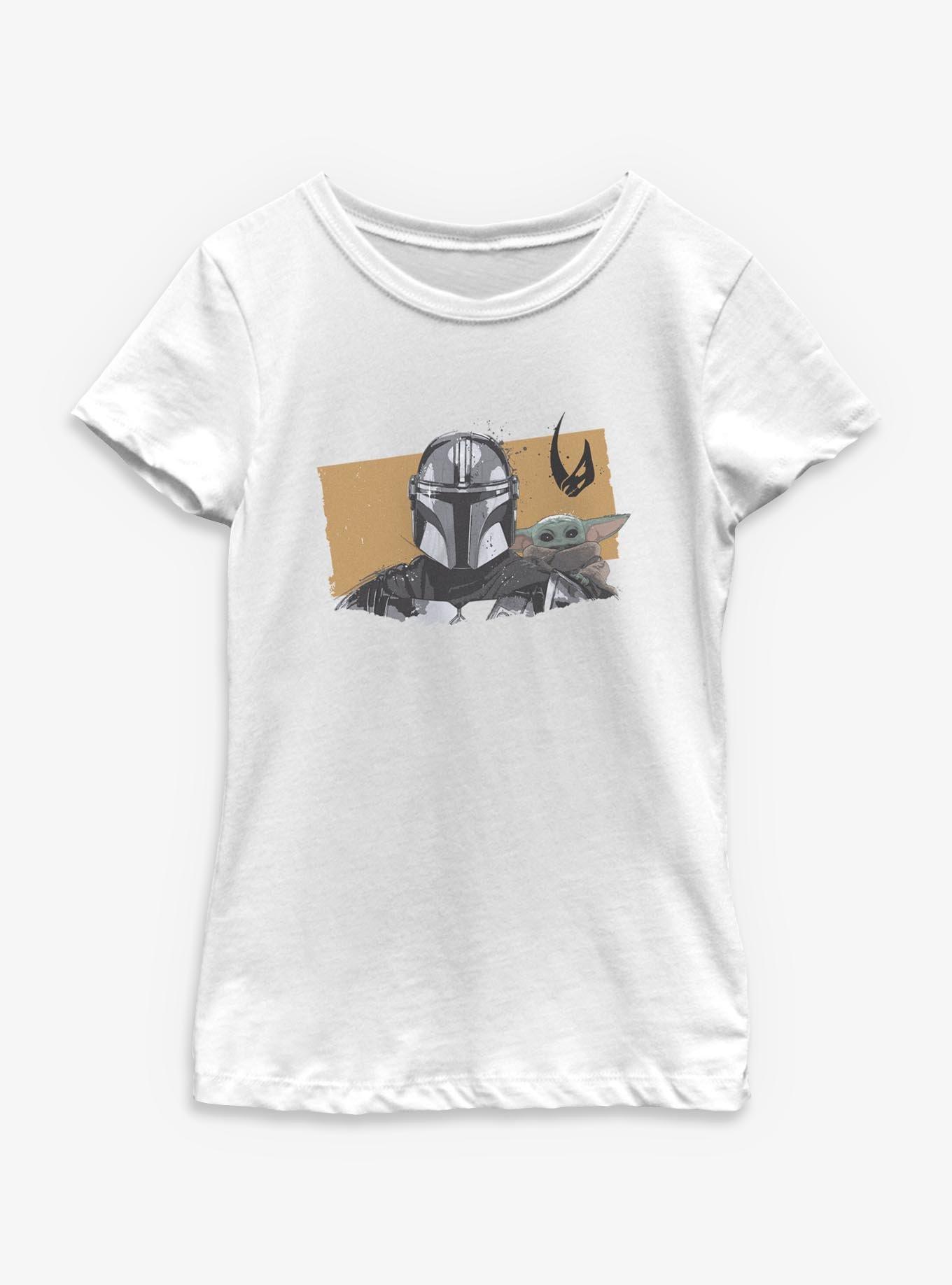 Star Wars: The Mandalorian And Grogu Mandalorian & Grogu Front Portrait Youth Girls T-Shirt, , hi-res