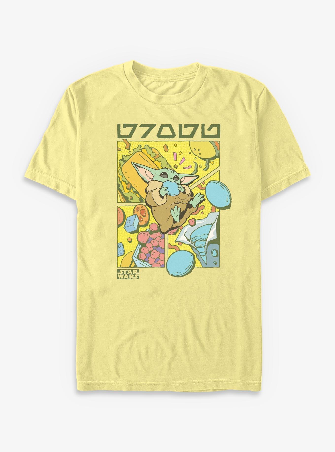 Star Wars: The Mandalorian And Grogu Snack Comic Style T-Shirt