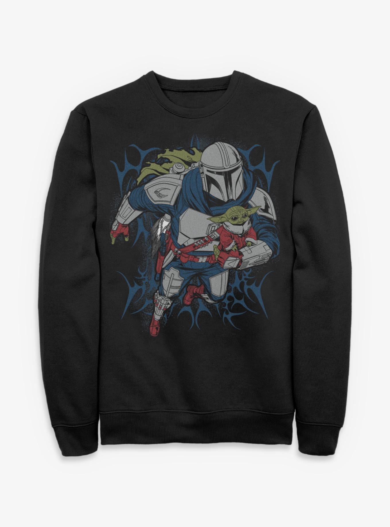 Star Wars: The Mandalorian And Grogu The Mandalorian & Grogu Advancing Metal Style Sweatshirt Box Lunch Exclusive, , hi-res