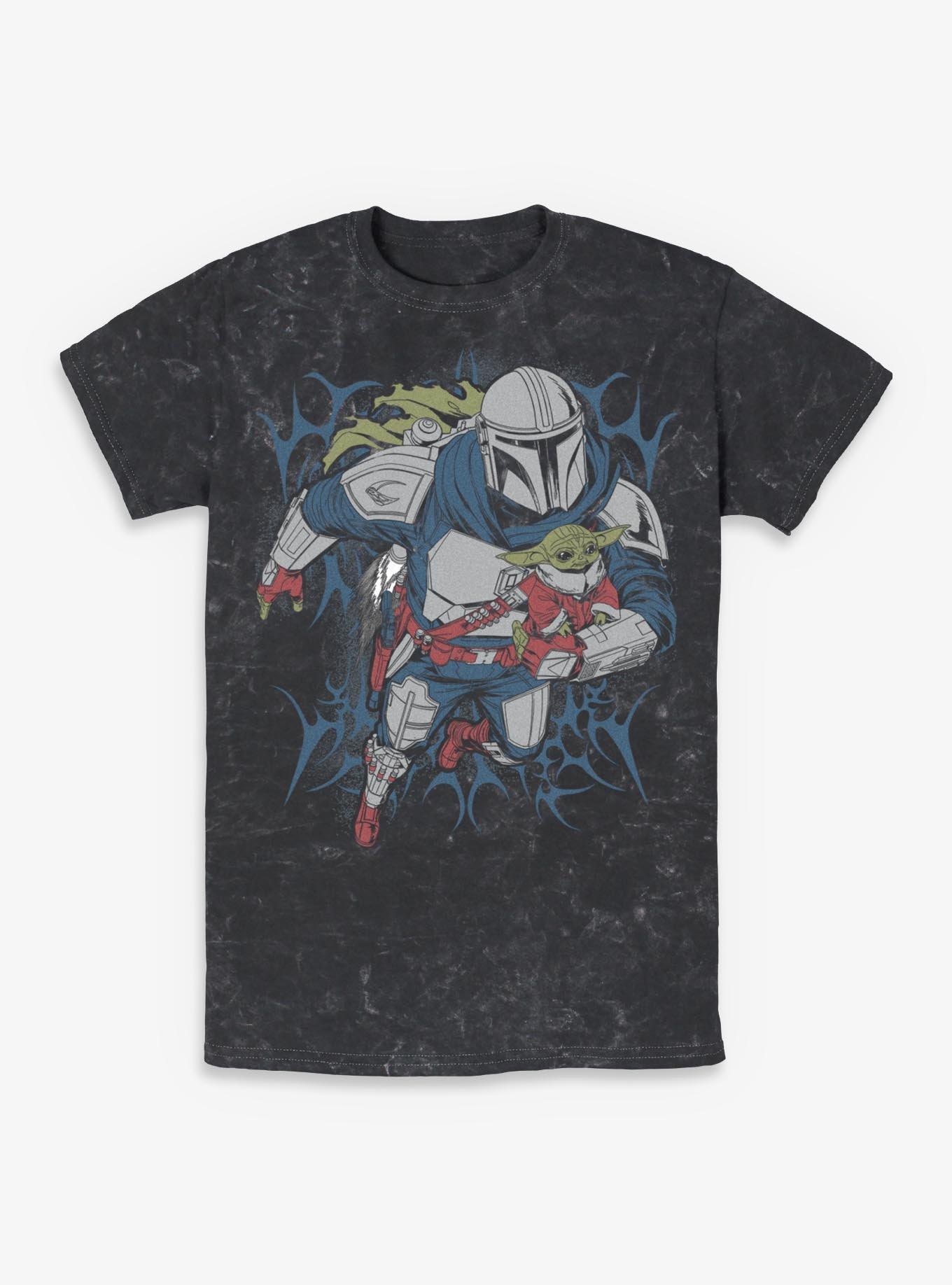 Star Wars: The Mandalorian And Grogu The Mandalorian & Grogu Advancing Metal Style Mineral Wash T-Shirt Box Lunch Exclusive, , hi-res