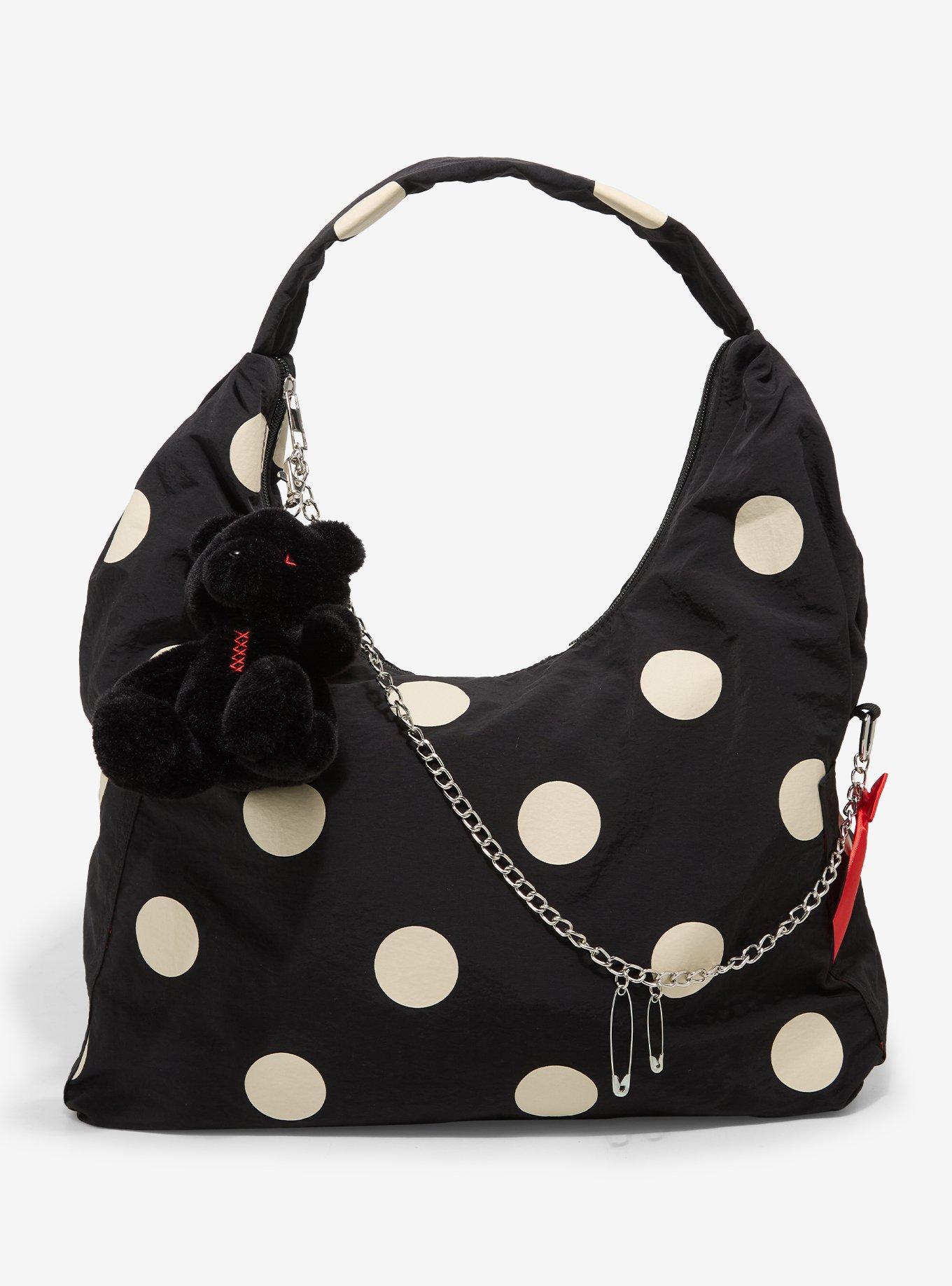 Black & Cream Polka Dot Shoulder Bag, , hi-res