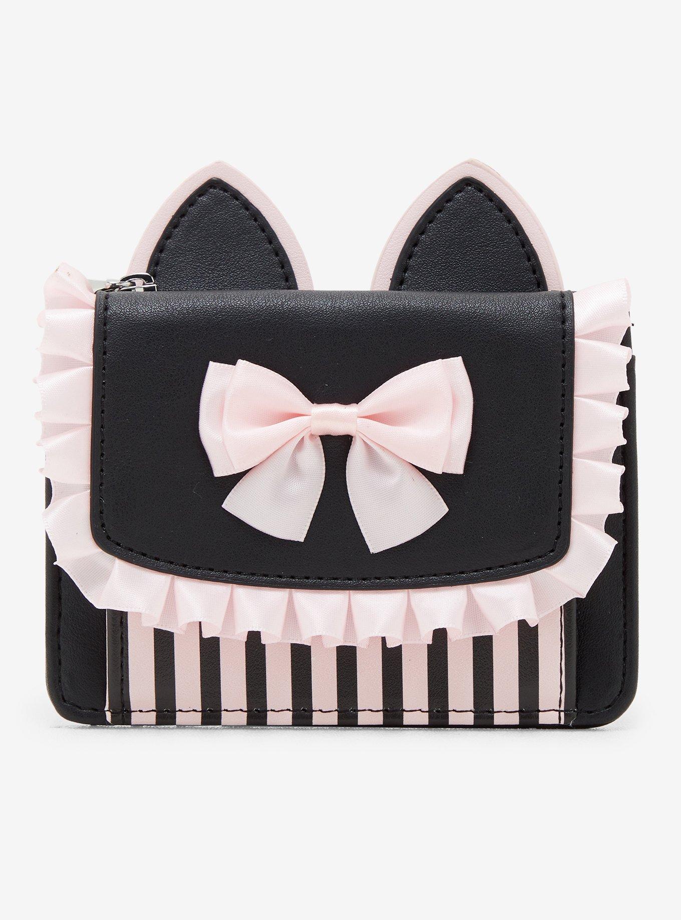 Black & Pink Kawaii Cat Ear Wallet, , hi-res