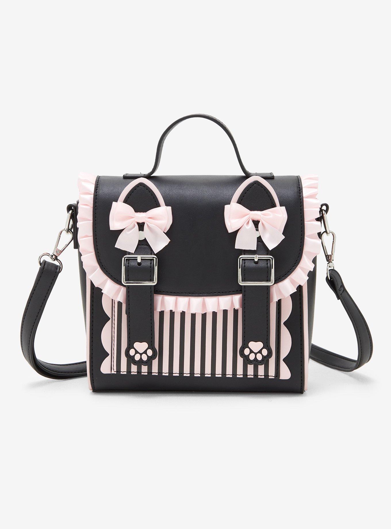 Black & Pink Kawaii Cat Crossbody Bag, , hi-res