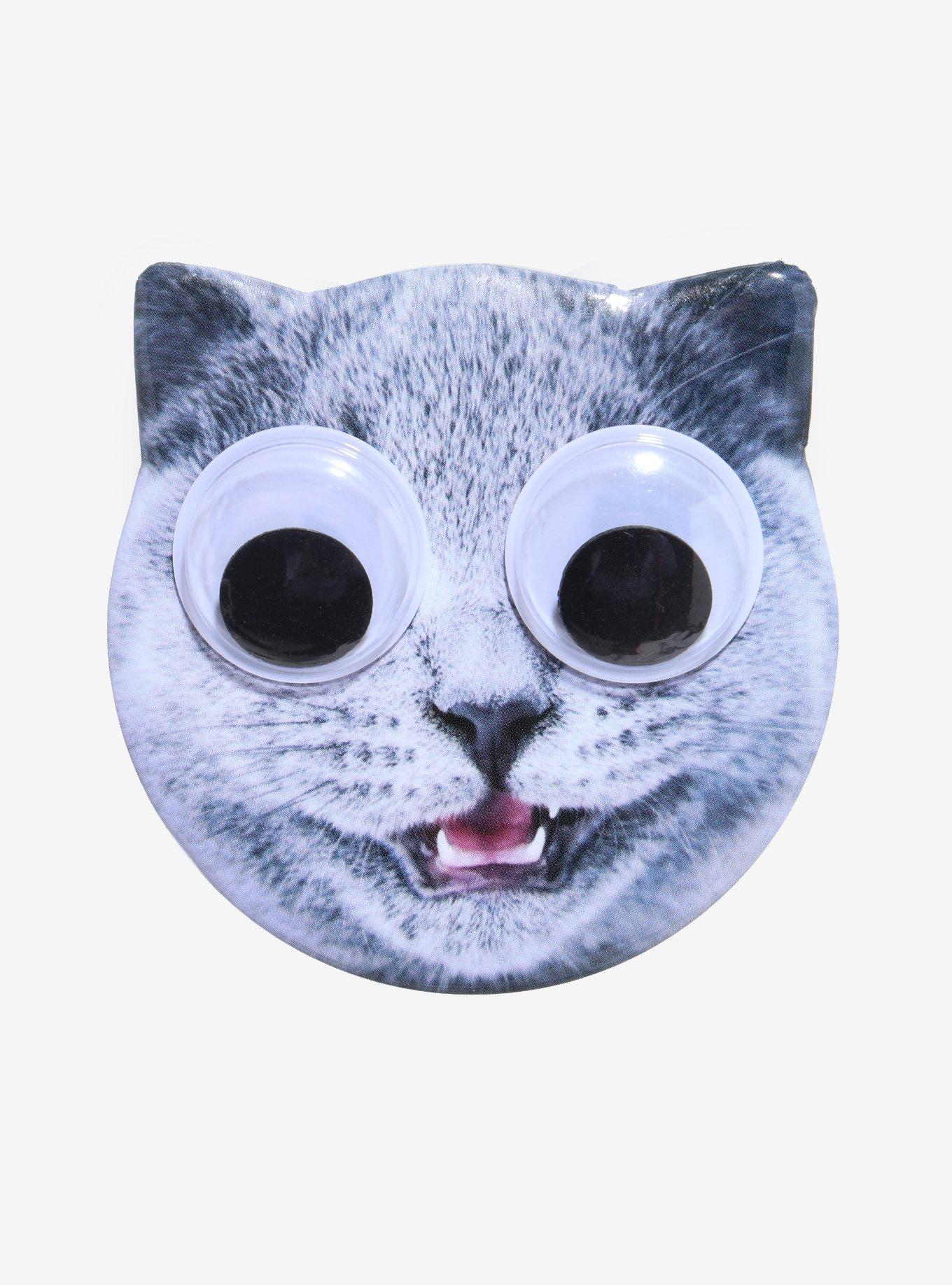 Grey Cat Googly Eyes Button, , hi-res
