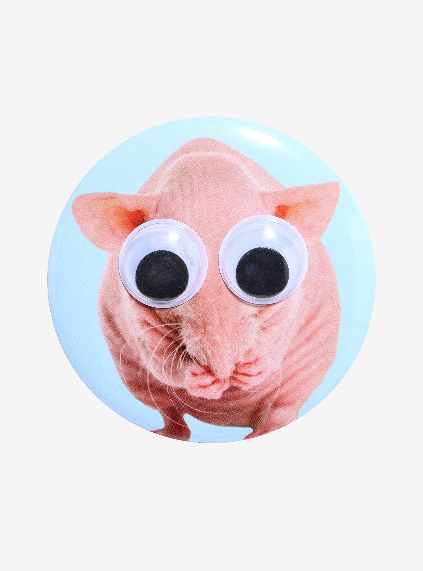 Hairless Rat Googly Eyes 3 Inch Button, , hi-res