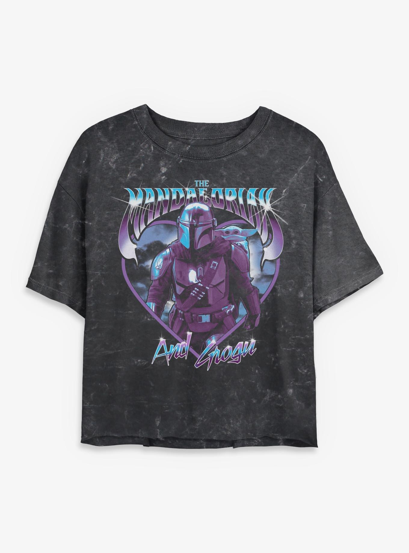 Star Wars: The Mandalorian And Grogu The Mandalorian & Grogu Heart Icon Mineral Wash Womens Crop T-Shirt Her Universe Exclusive, , hi-res