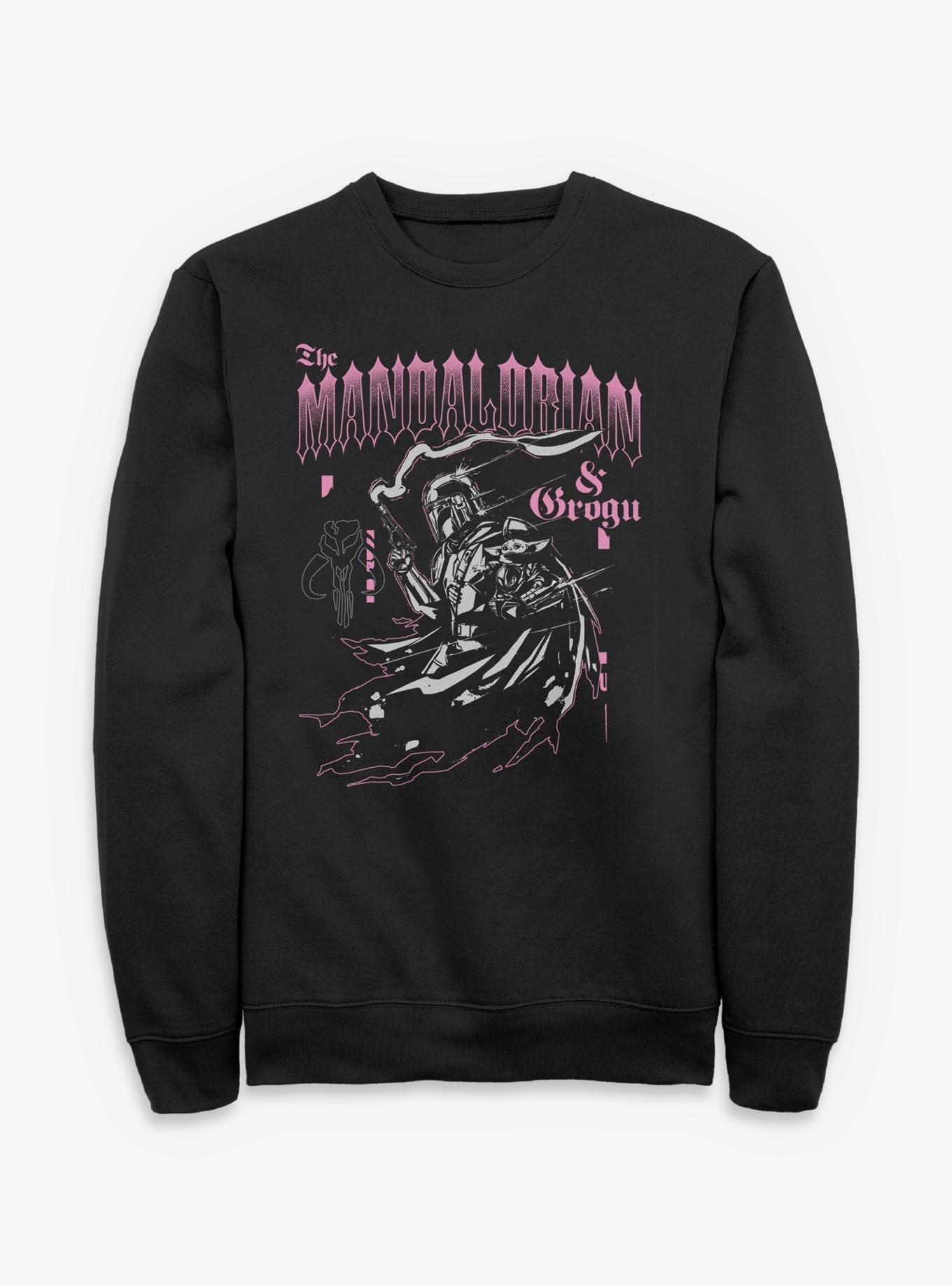 Star Wars: The Mandalorian And Grogu The Mandalorian & Grogu Goth Font Style Sweatshirt Box Lunch Exclusive, , hi-res