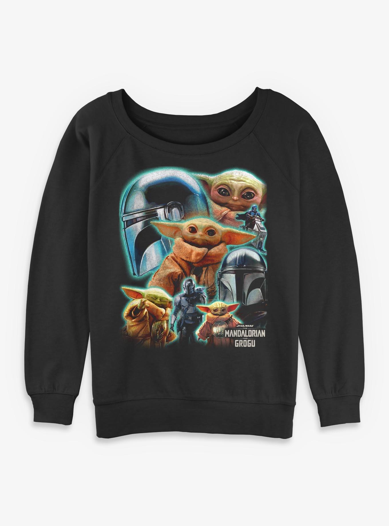 Star Wars: The Mandalorian And Grogu & Cosmic Collage  Womens Slouchy Sweatshirt Box Lunch Exclusive