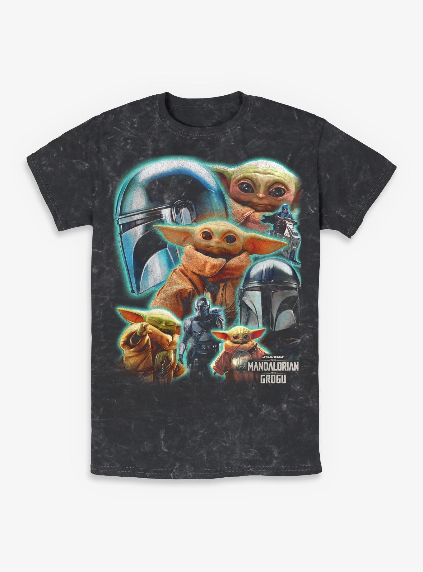 Star Wars: The Mandalorian And Grogu The Mandalorian & Grogu Cosmic Collage  Mineral Wash T-Shirt Box Lunch Exclusive, , hi-res