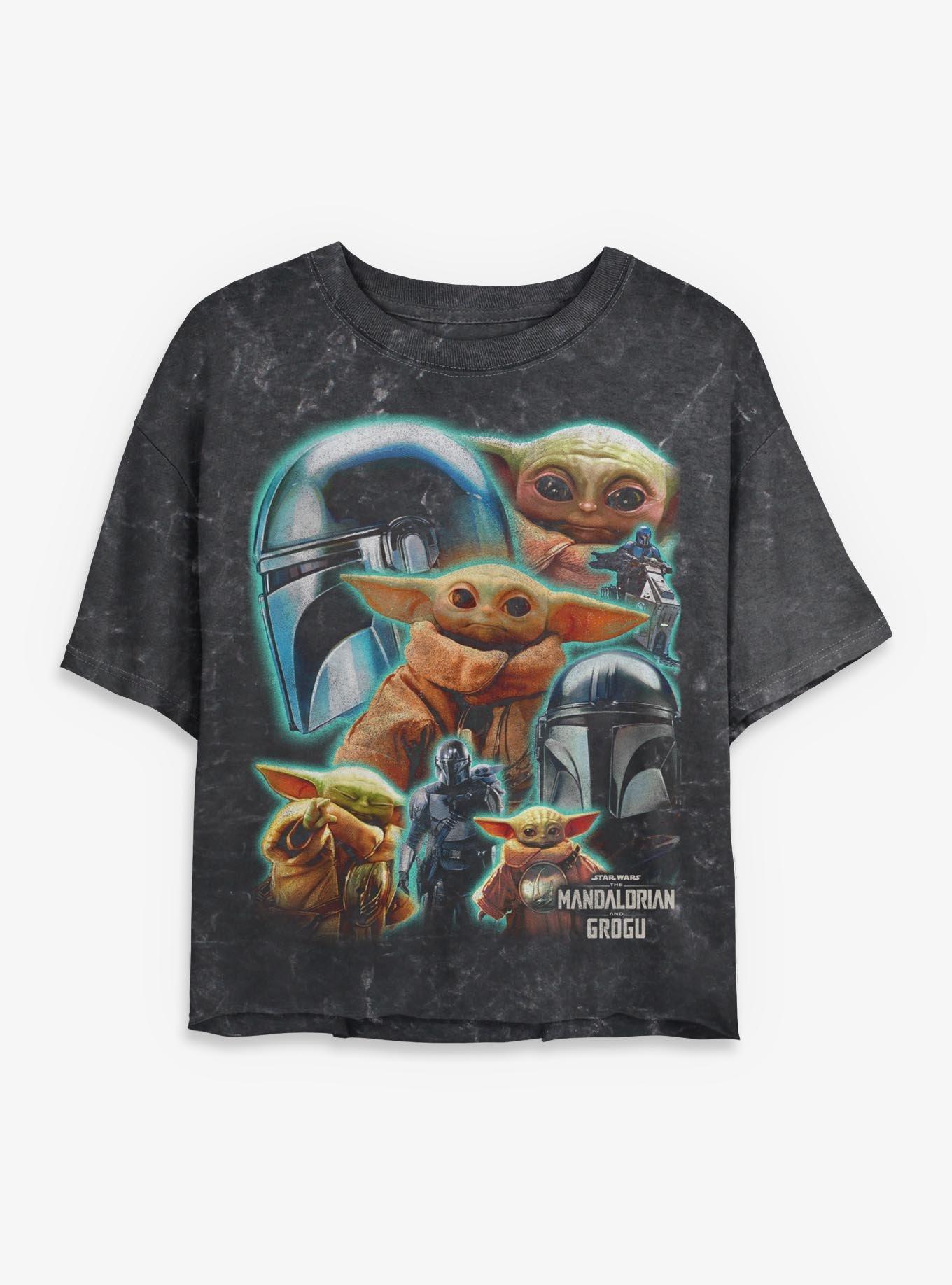 Star Wars: The Mandalorian And Grogu The Mandalorian & Grogu Cosmic Collage  Mineral Wash Womens Crop T-Shirt Box Lunch Exclusive, , hi-res