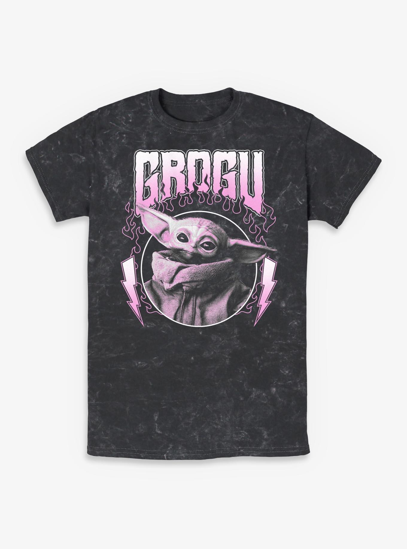 Star Wars The Mandalorian Grogu Flames Metal Icon Mineral Wash T-Shirt Box Lunch Exclusive, , hi-res